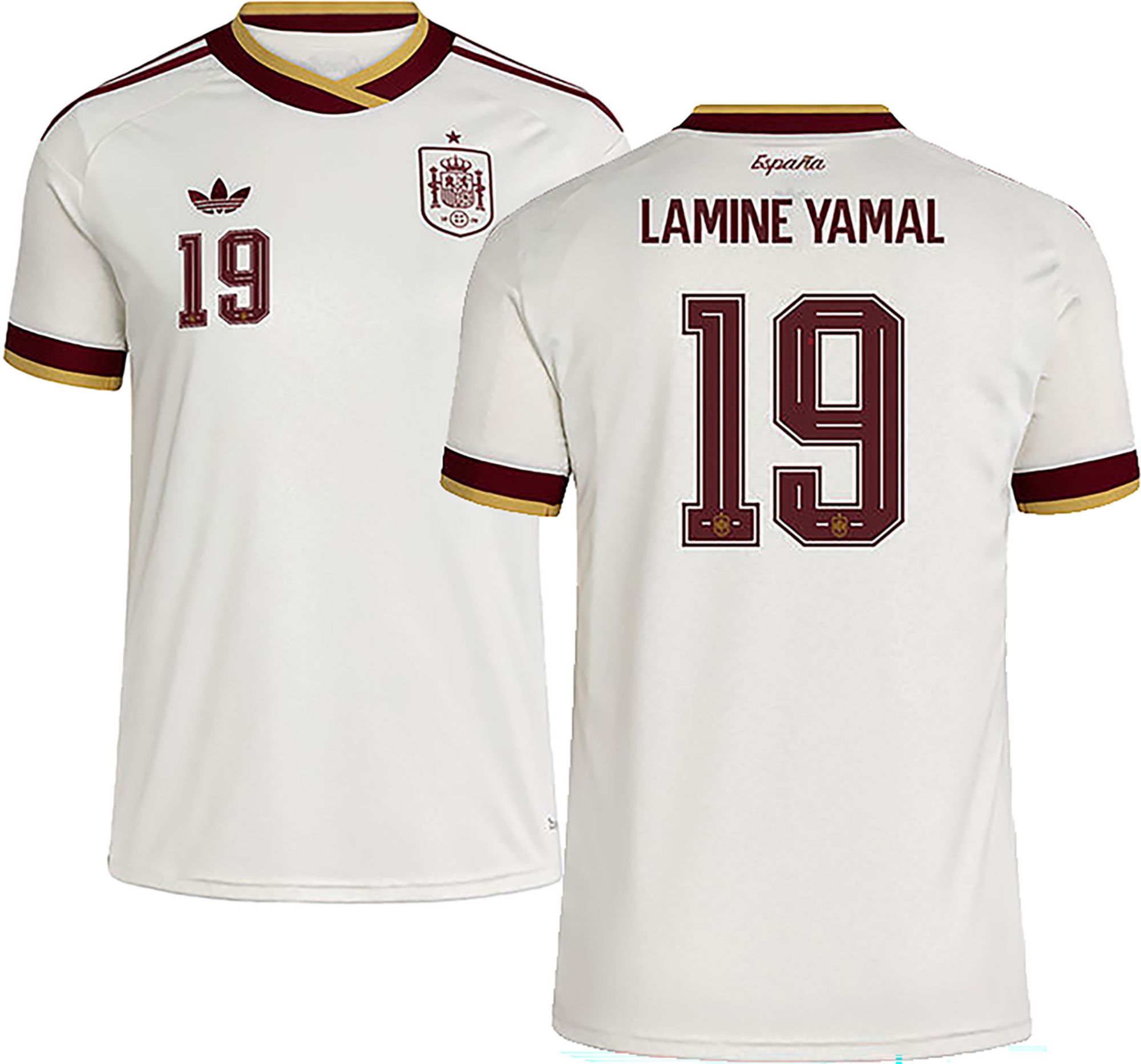 adidas Women's Lamine Yamal #19 Spain 2026 Off White Away Replica Jersey