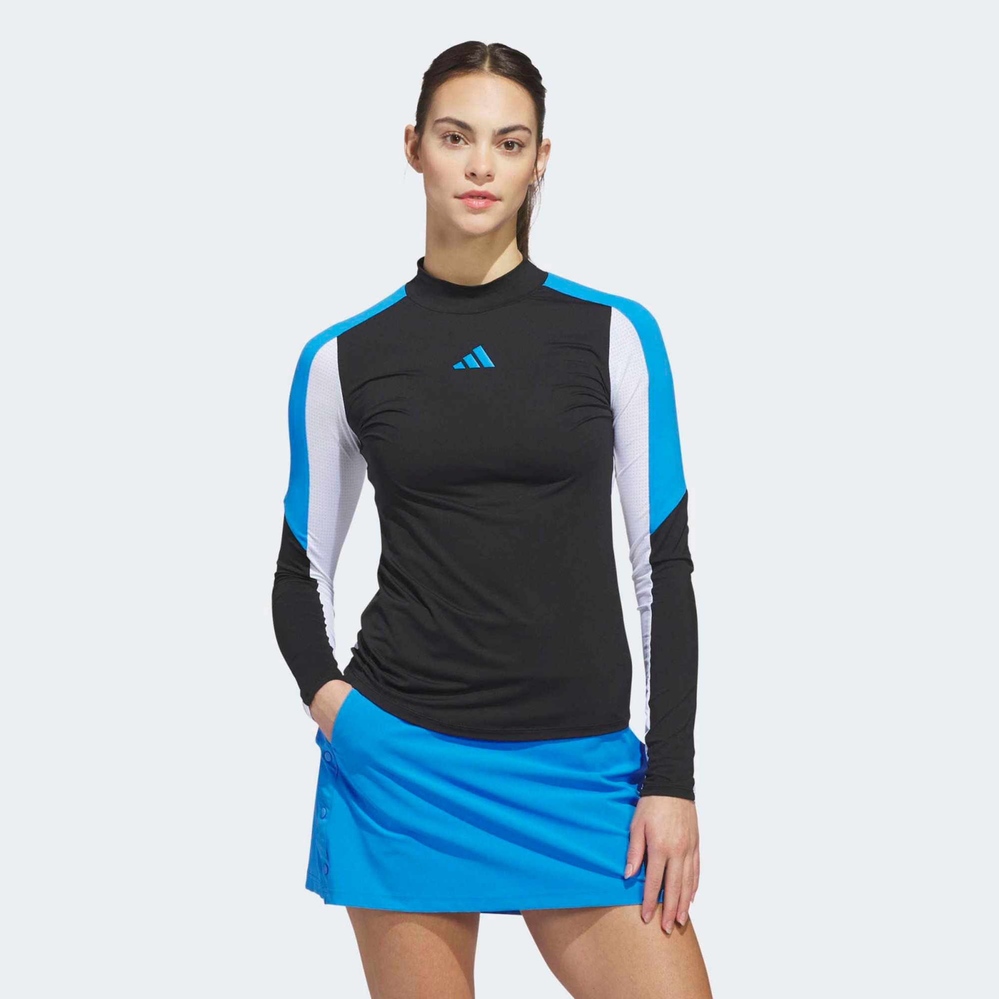 adidas Women's Beyond the Course Color Block Long Sleeve Mock Neck Golf Shirt
