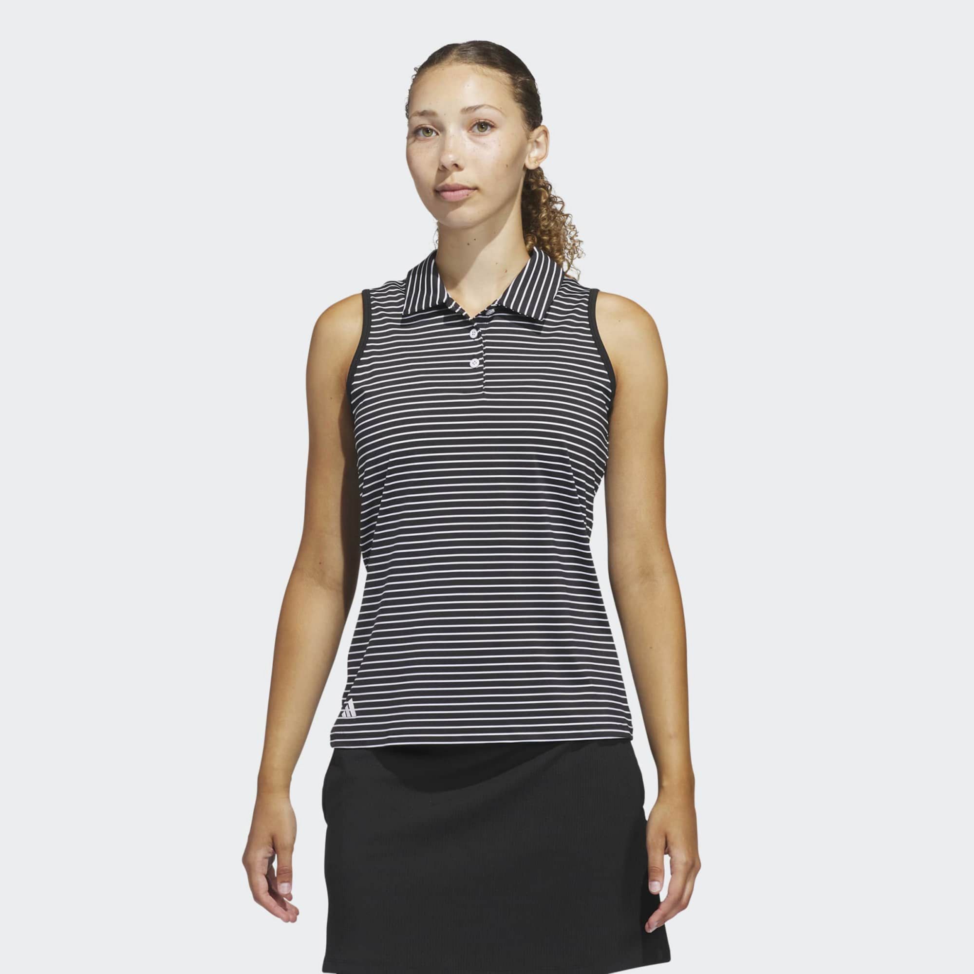 adidas Women's Performance Stripe Sleeveless Golf Polo