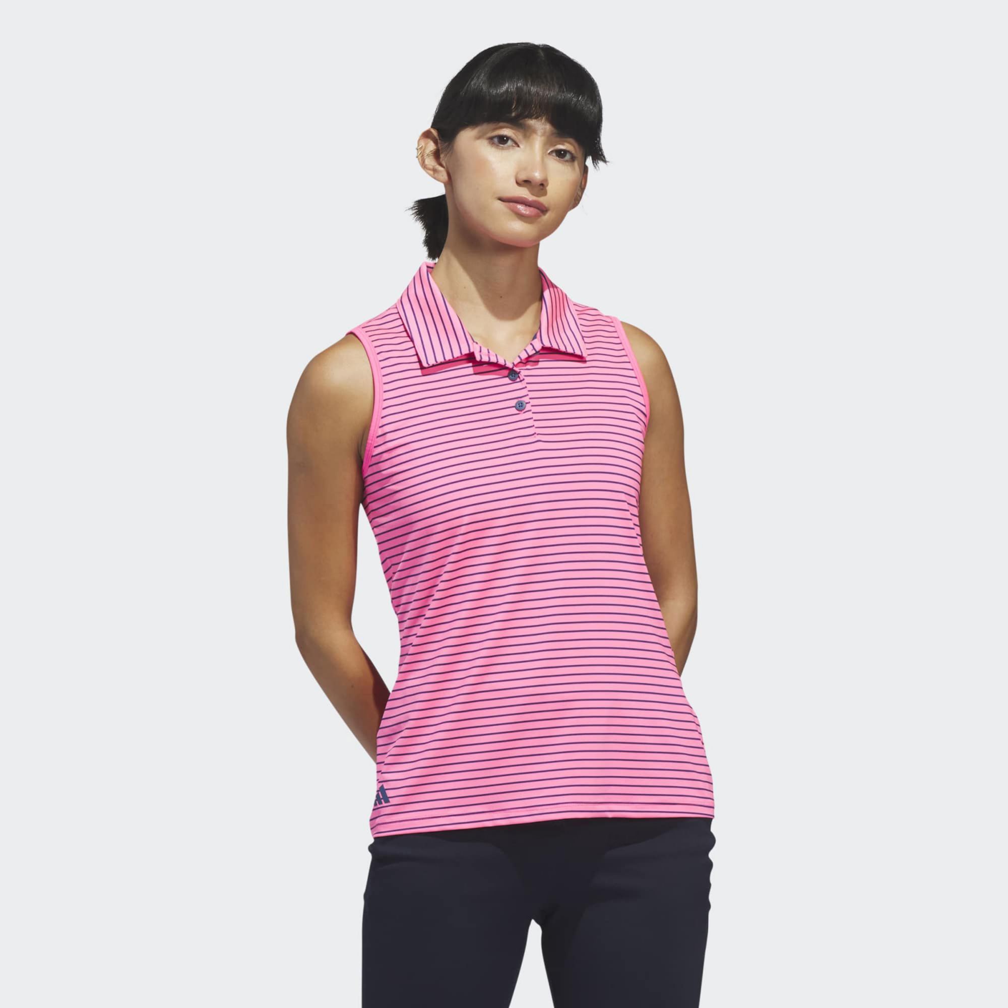 adidas Women's Performance Stripe Sleeveless Golf Polo