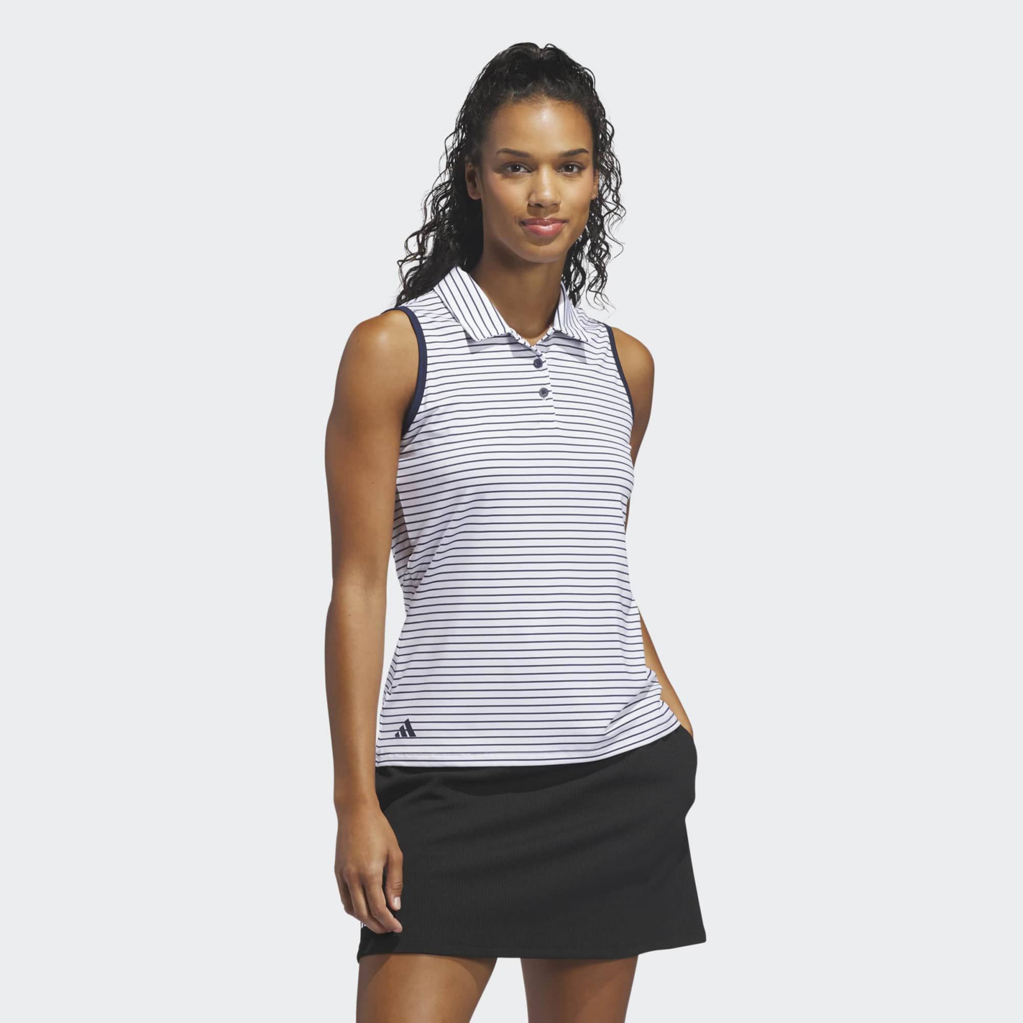adidas Women's Performance Stripe Sleeveless Golf Polo