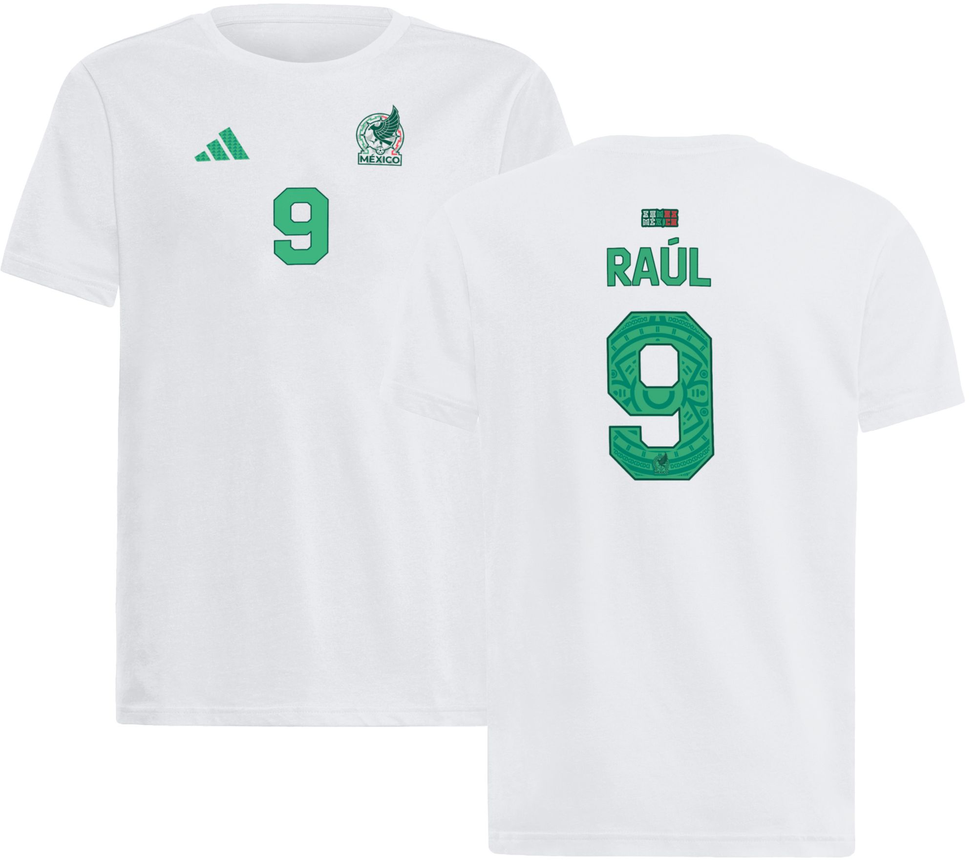 adidas Youth Mexico 2026 Raul Jimenez #9 White T-Shirt