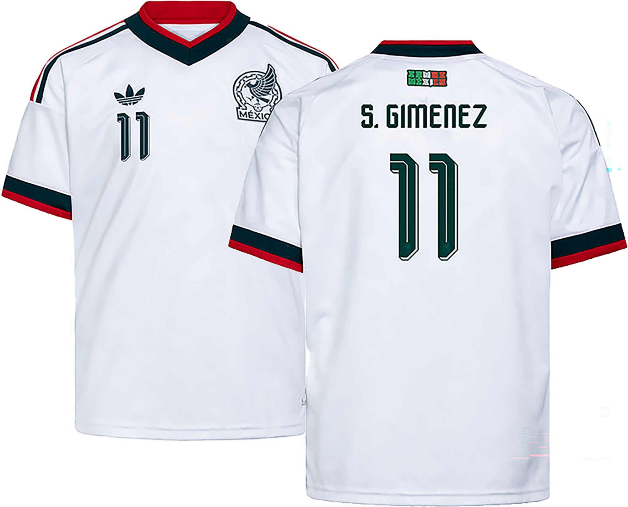 adidas Youth Santiago Gimenez #11 Mexico 2026 White Away Replica Jersey