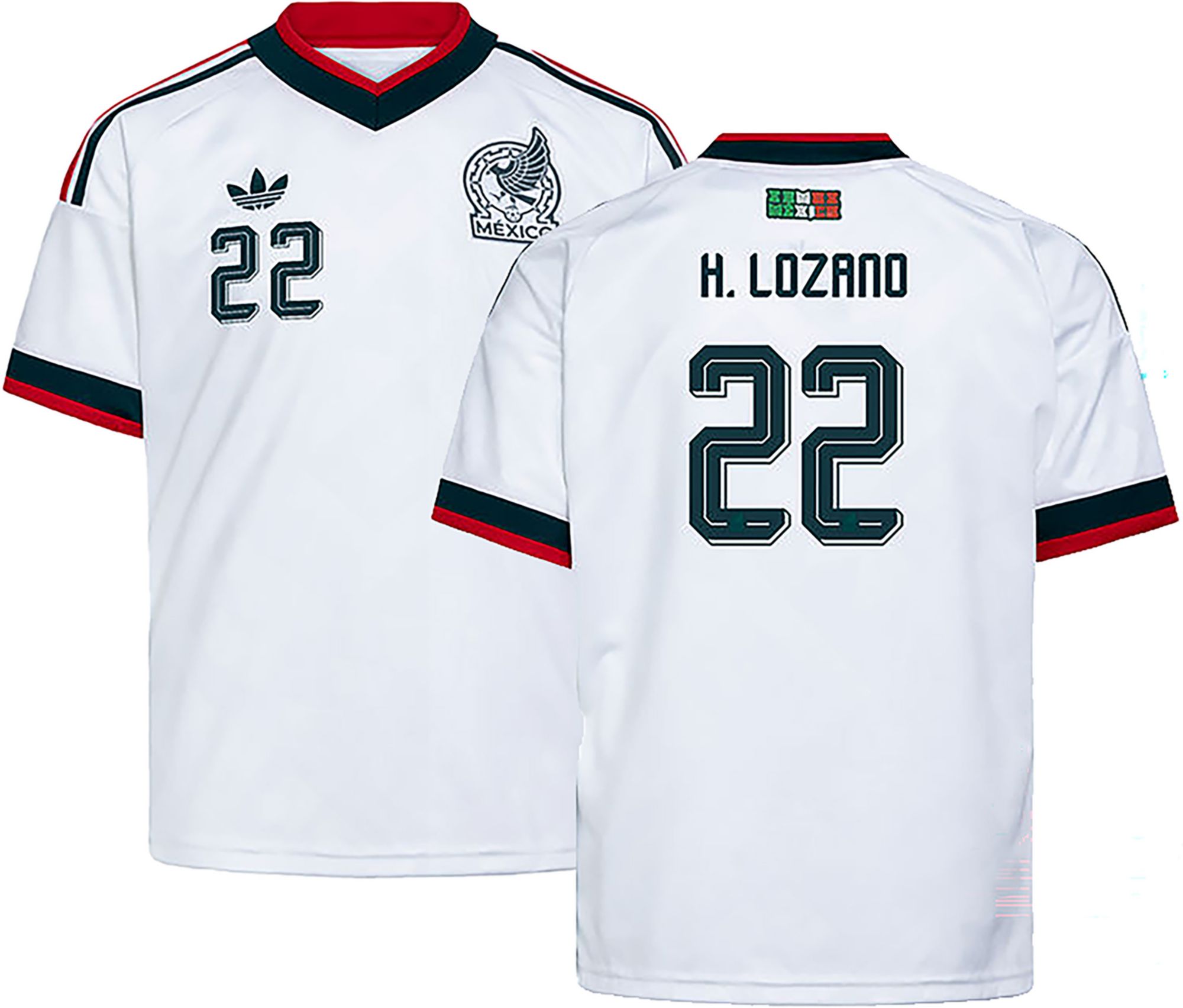 adidas Youth Hirving Lozano #22 Mexico 2026 White Away Replica Jersey