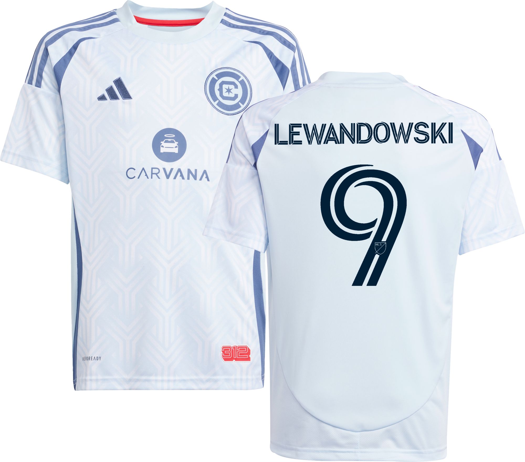 adidas Youth Chicago Fire Robert Lewandowski #9 2026 Secondary Replica Jersey