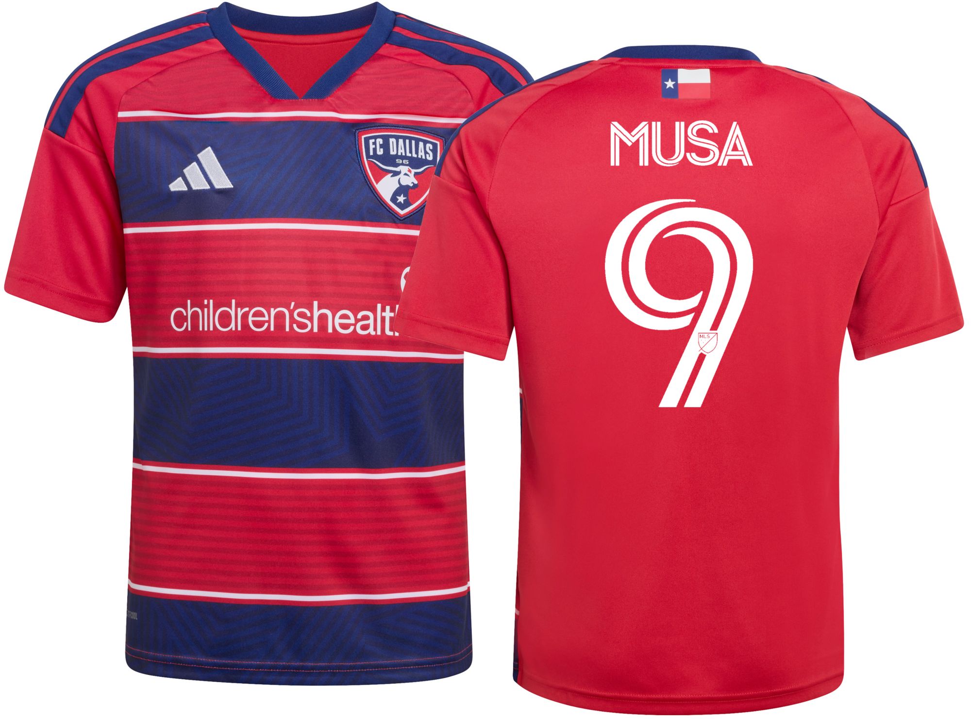 adidas Youth FC Dallas Petar Musa #9 2026 Primary Replica 'DNA Kit' Jersey