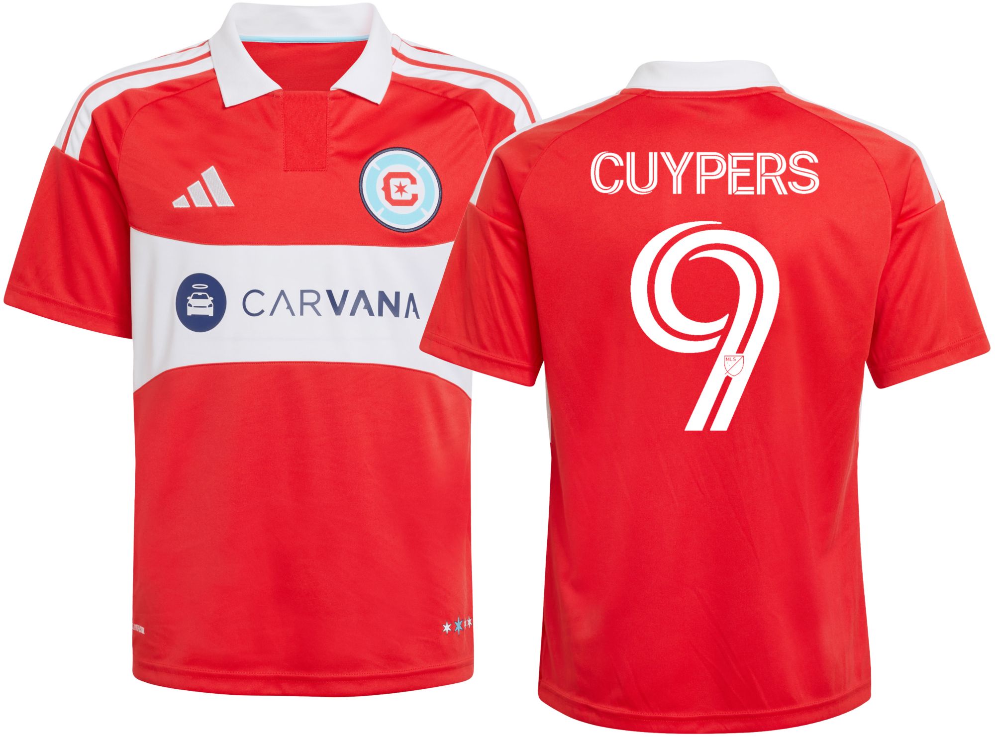 adidas Youth Chicago Fire Hugo Cuypers #9 2026 Primary Replica 'Forever Red' Jersey