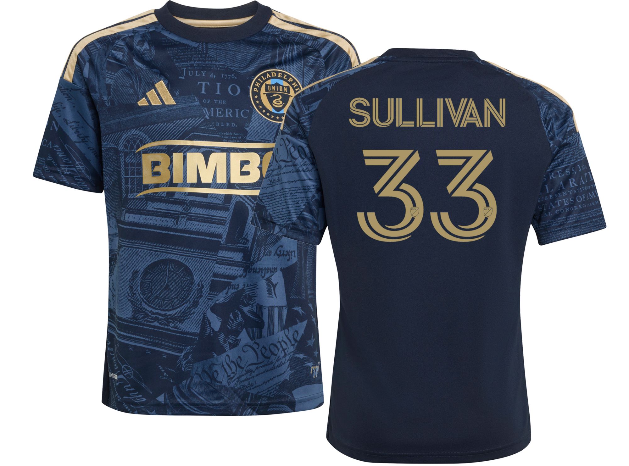 adidas Youth Philadelphia Union Quinn Sullivan #33 2026 Primary Replica '1776 Kit' Jersey