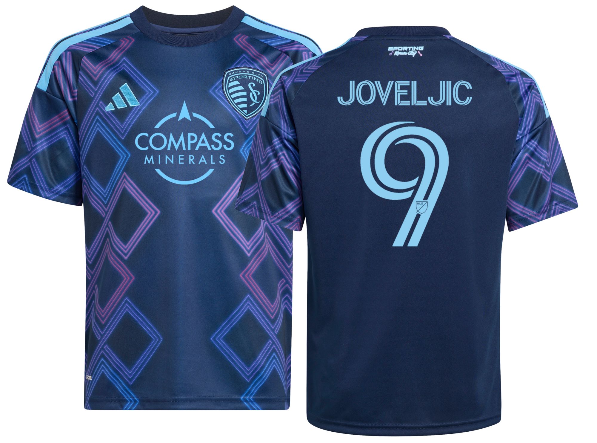 adidas Youth Sporting Kansas City Dejan Joveljic #9 2026 Secondary Replica 'The 18th & Vine Kit' Jersey