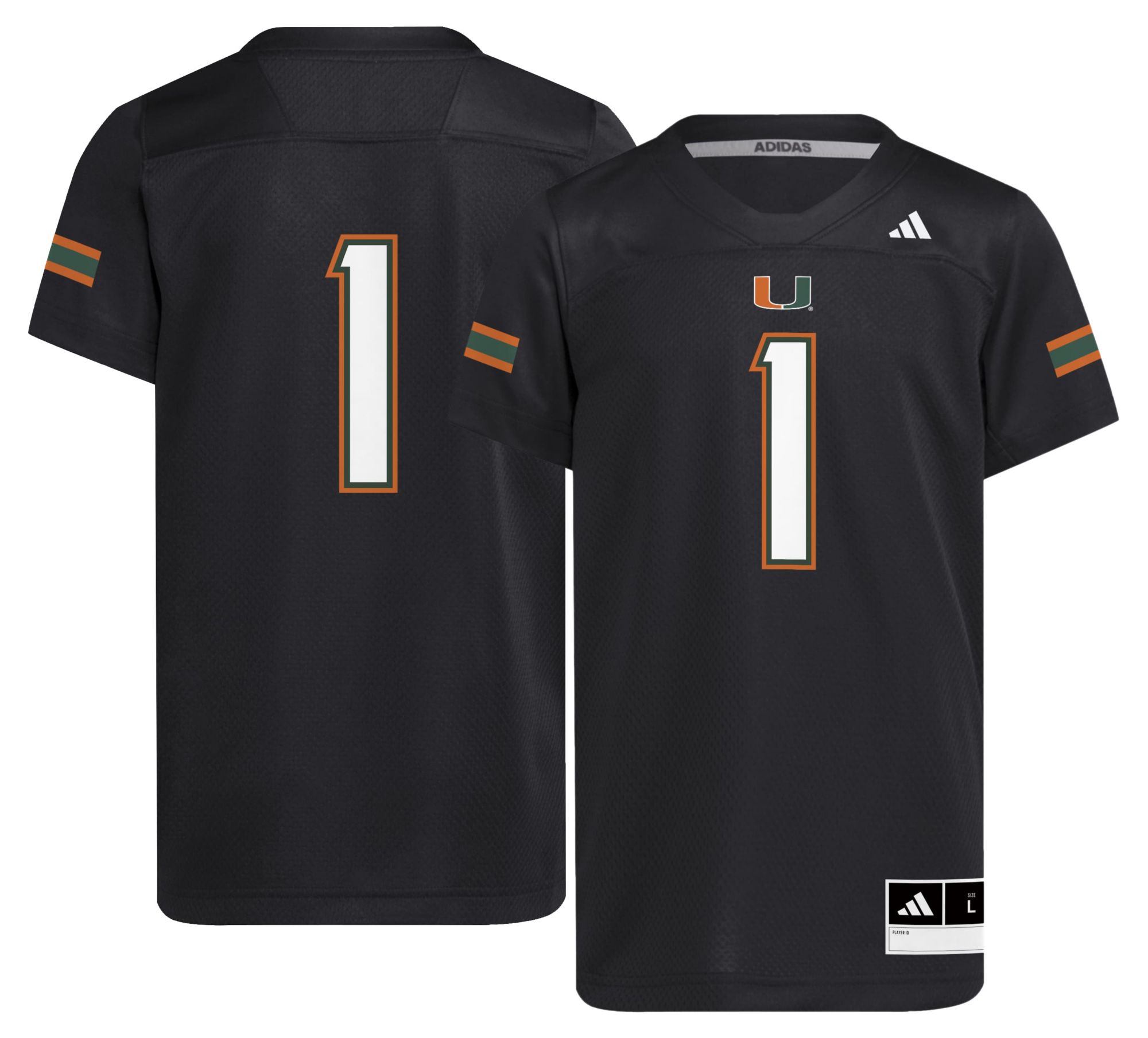 adidas Youth Miami Hurricanes Black Sideline Jersey