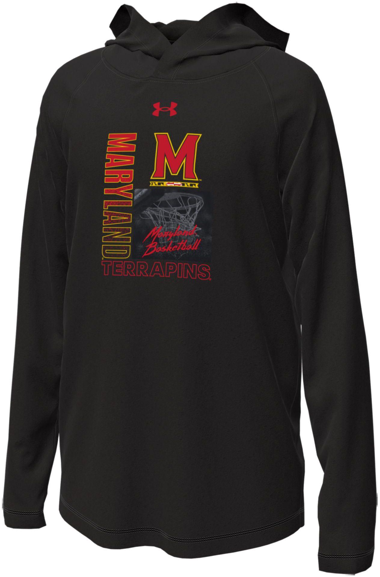 Under Armour Adult Maryland Terrapins Black Bench Hooded Long Sleeve Shirt