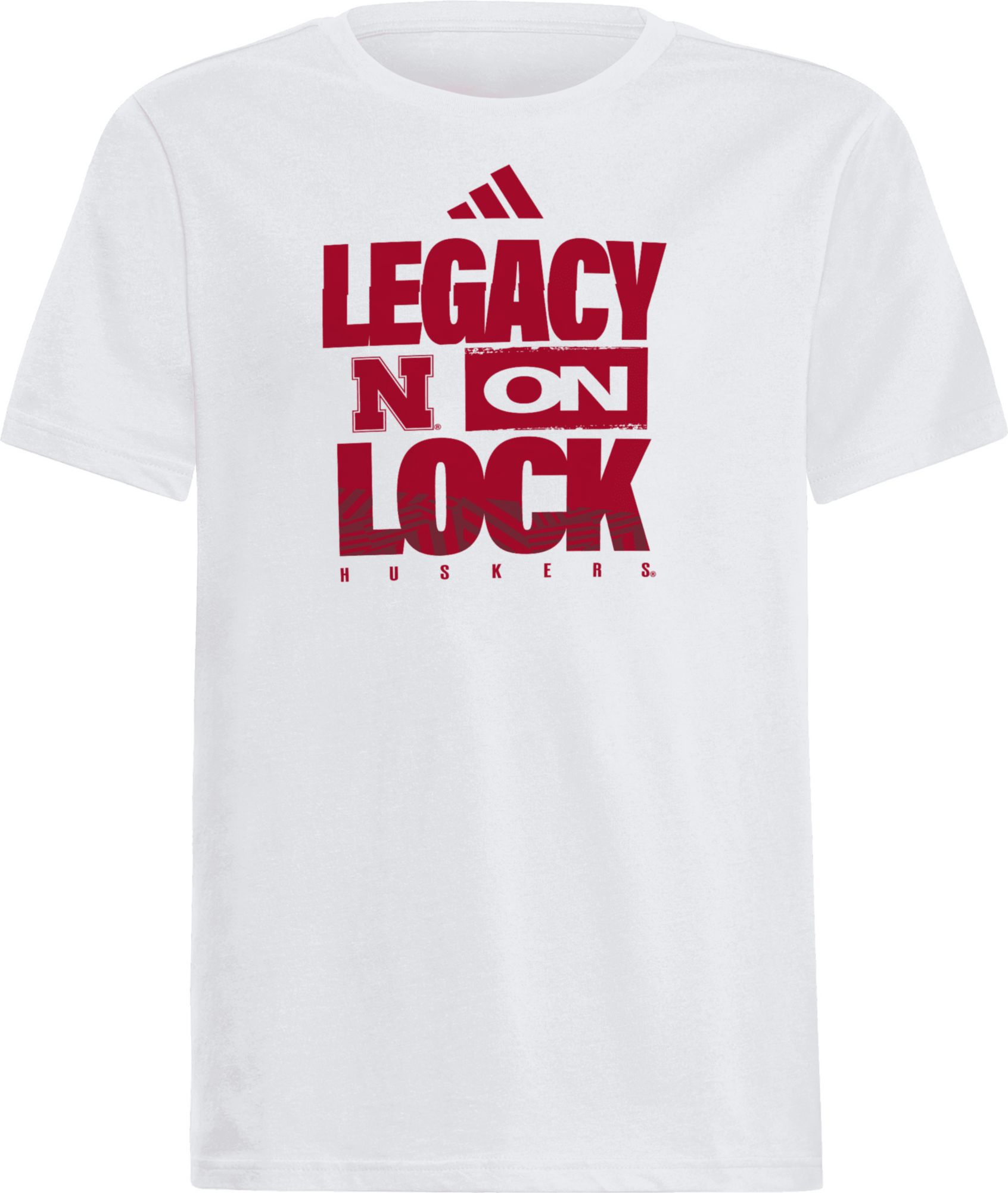 adidas Youth Nebraska Cornhuskers 'Legacy On Lock' White Bench T-Shirt