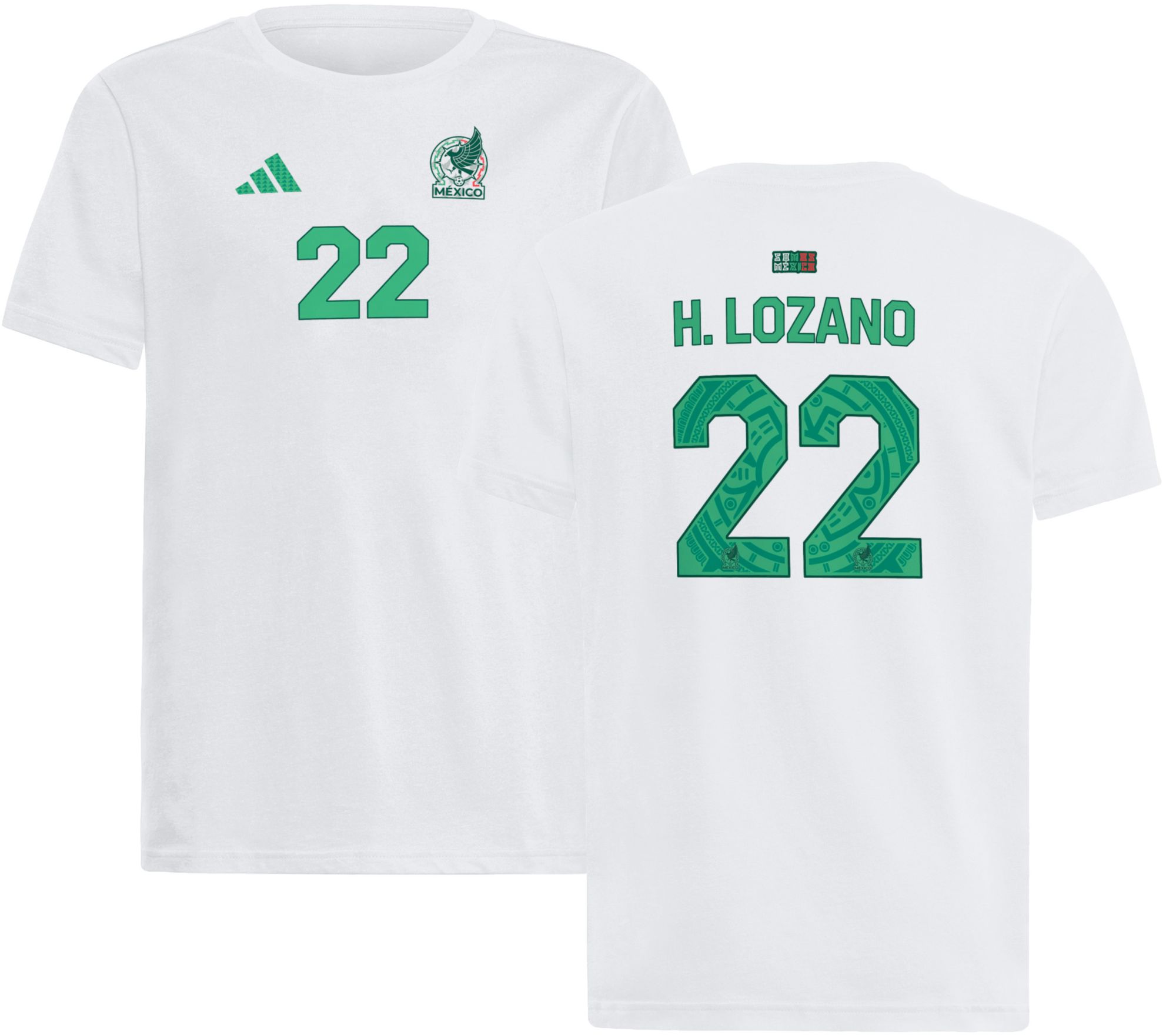adidas Youth Hirving Lozano  #22 Mexico White Away T-Shirt