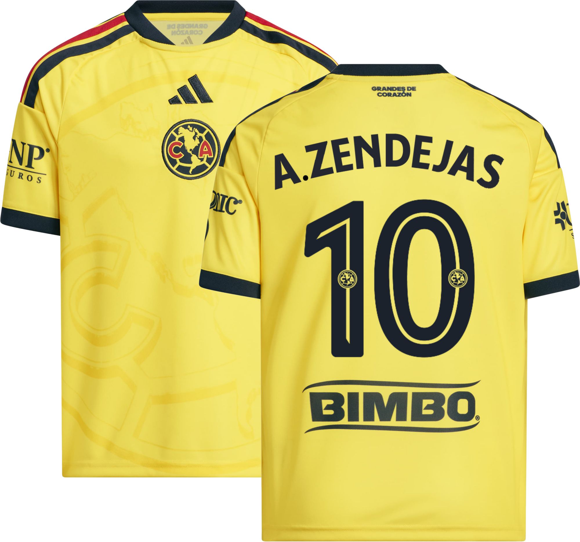 adidas Youth Club America Alex Zendejas 2026 Home Replica Jersey