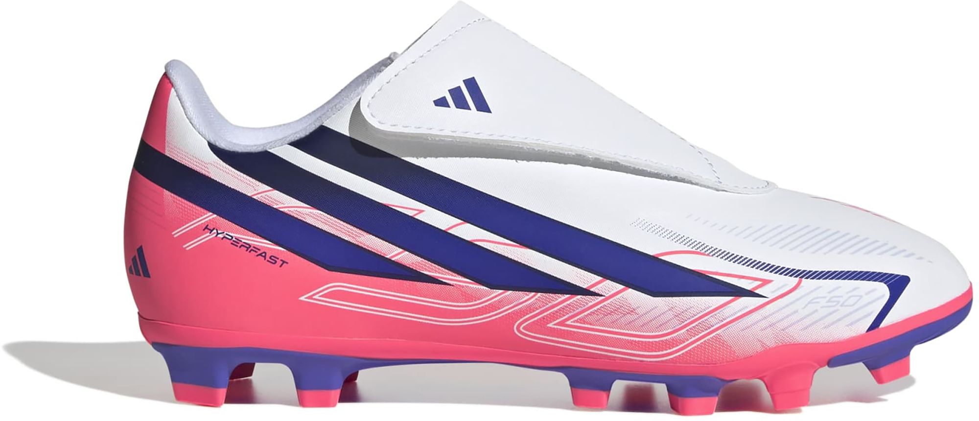 adidas Kids' F50 Hyperfast Club Velcro FG/MG Soccer Cleats