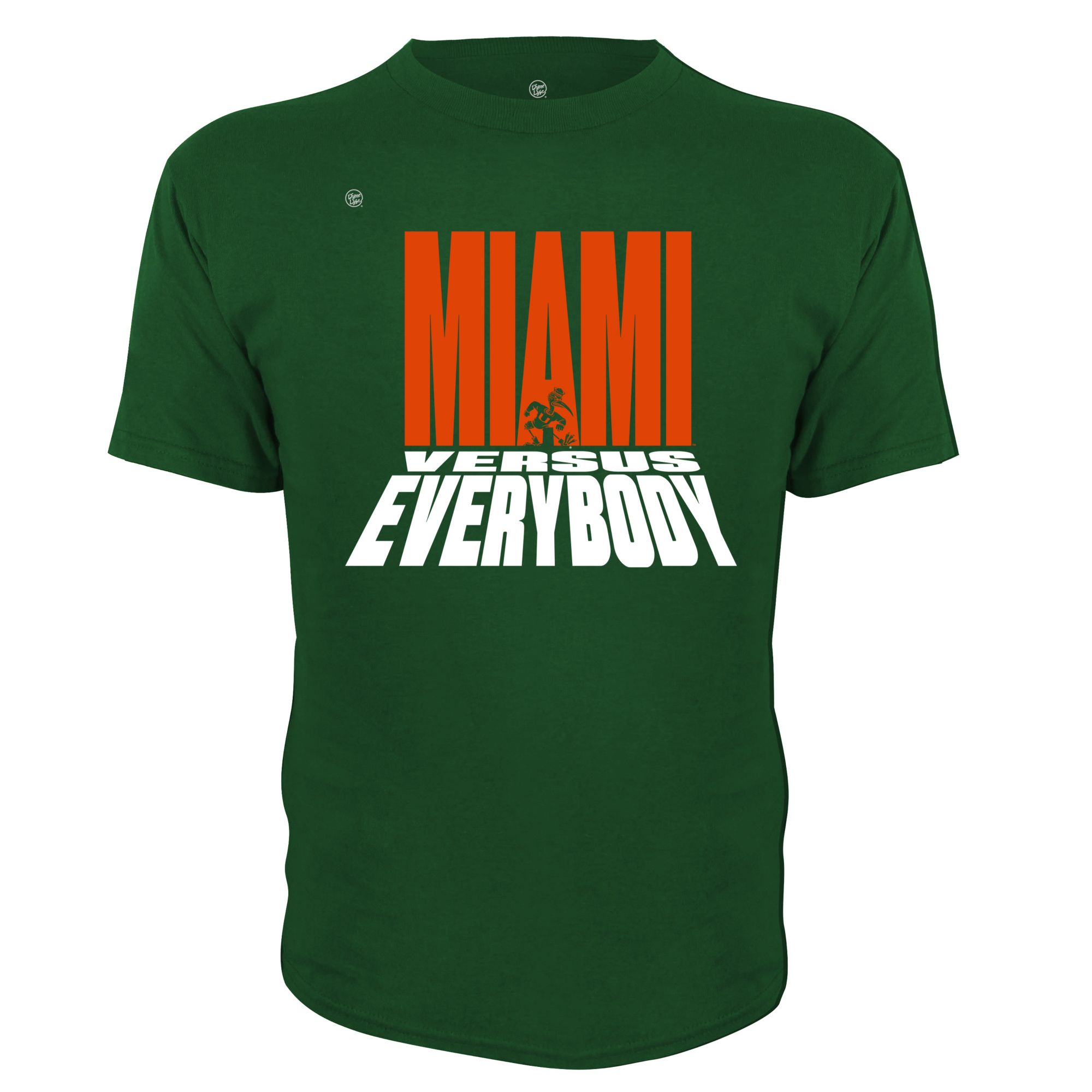 Dyme Lyfe Men's Miami Hurricanes Dark Green 'Miami VS Everybody' T-Shirt