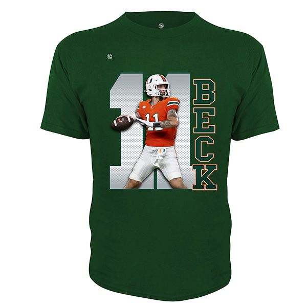 Dyme Lyfe Youth Miami Hurricanes Carson Beck #11 Green T-Shirt