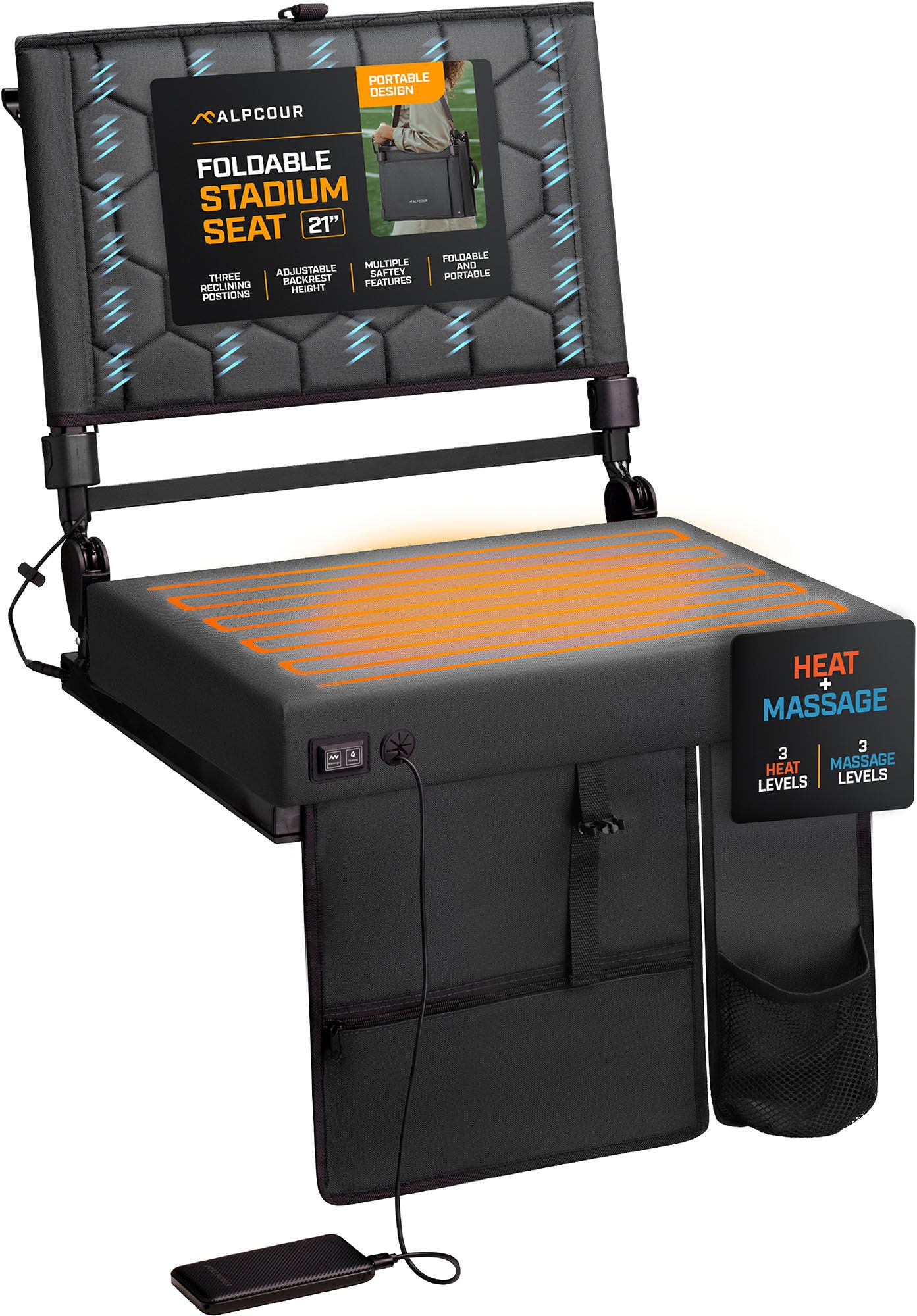 Alpcour 21" Heated Massage Stadium Seat
