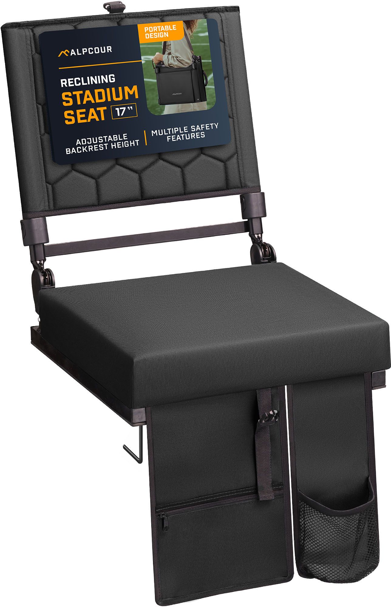 Alpcour 17" Folding Reclining Seat, Black