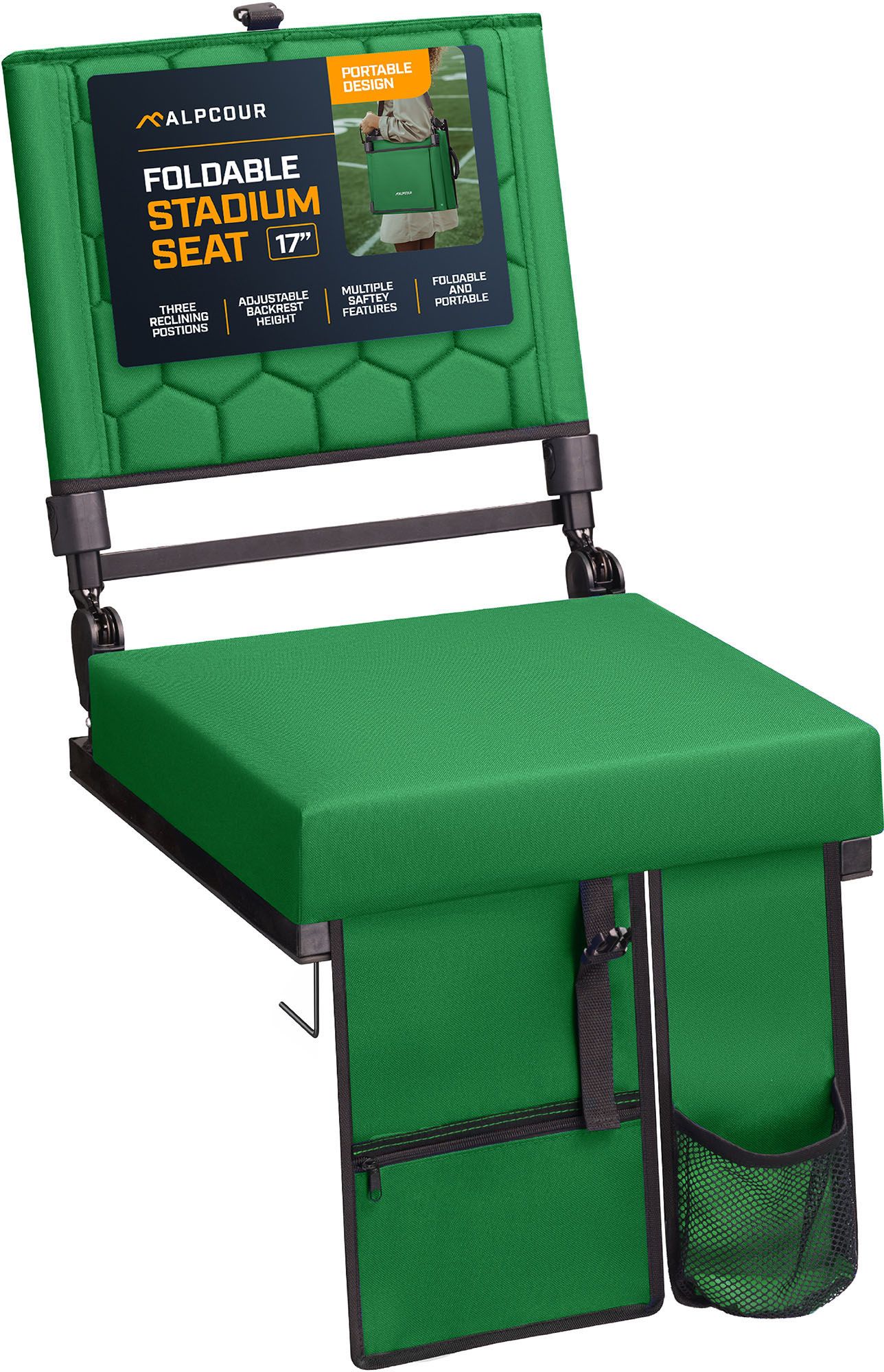 Alpcour 17" Folding Reclining Seat, Hunter Green