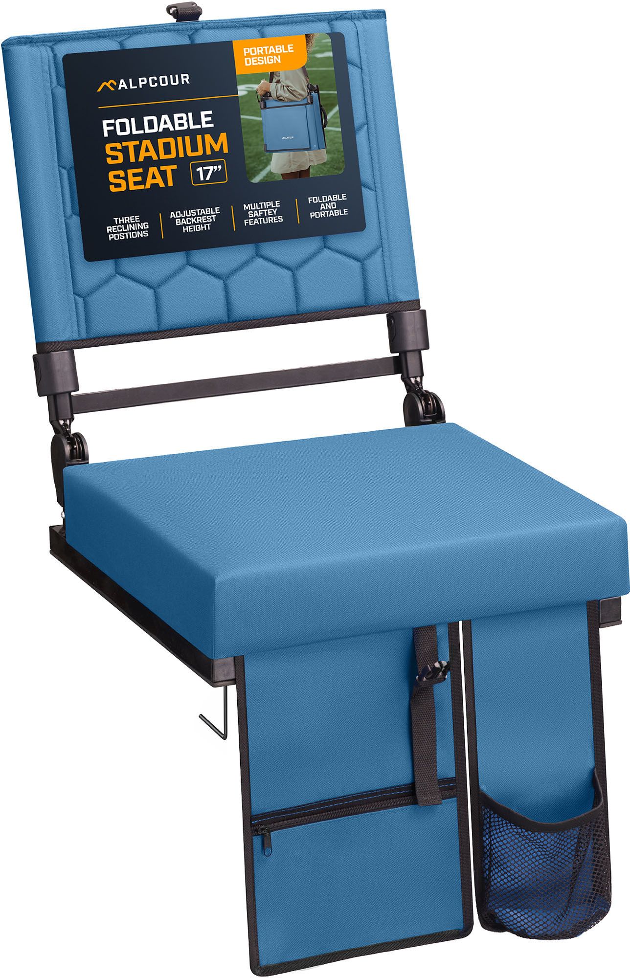 Alpcour 17" Folding Reclining Seat, Navy Blue