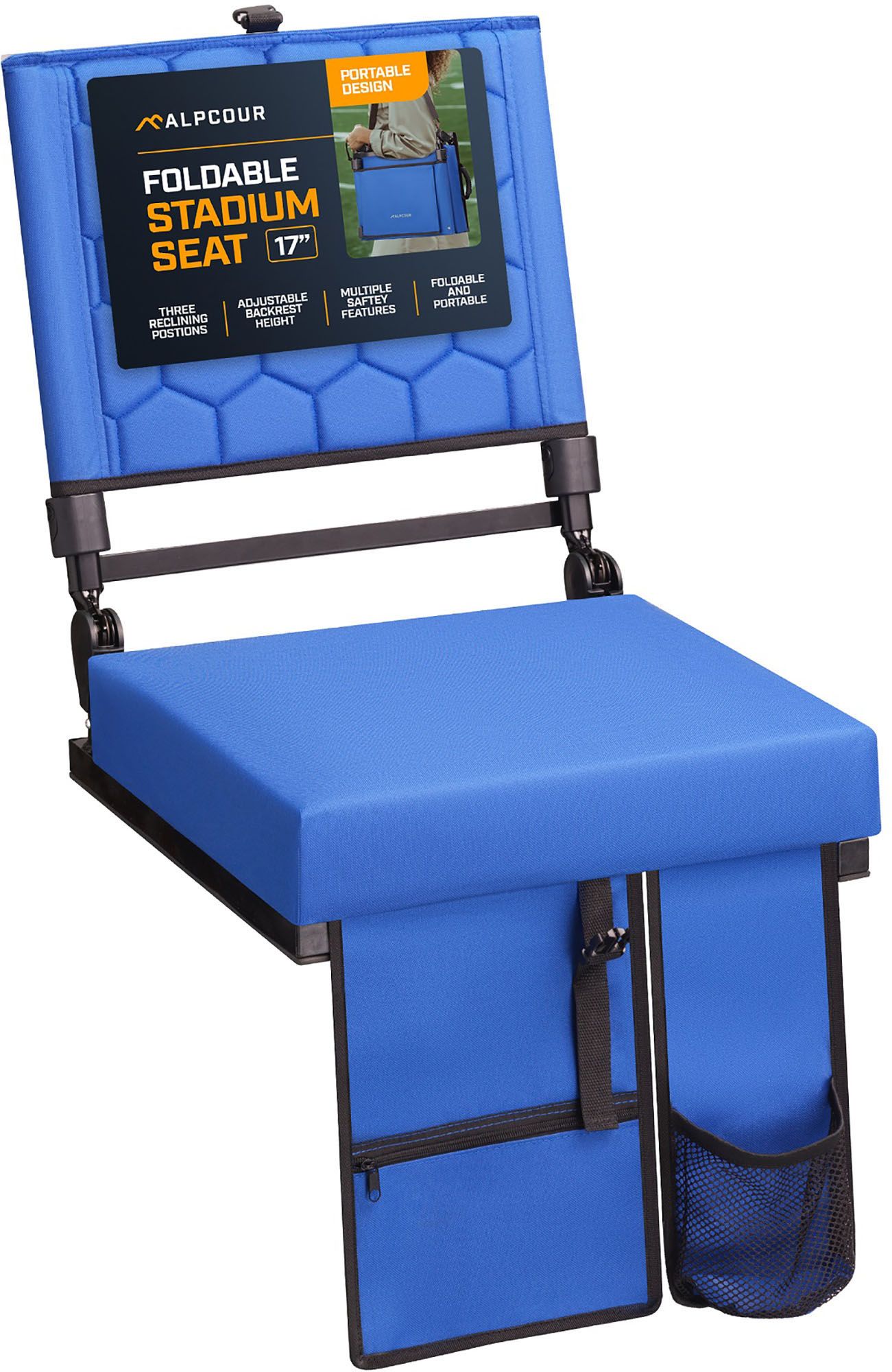 Alpcour 17" Folding Reclining Seat, Royal Blue
