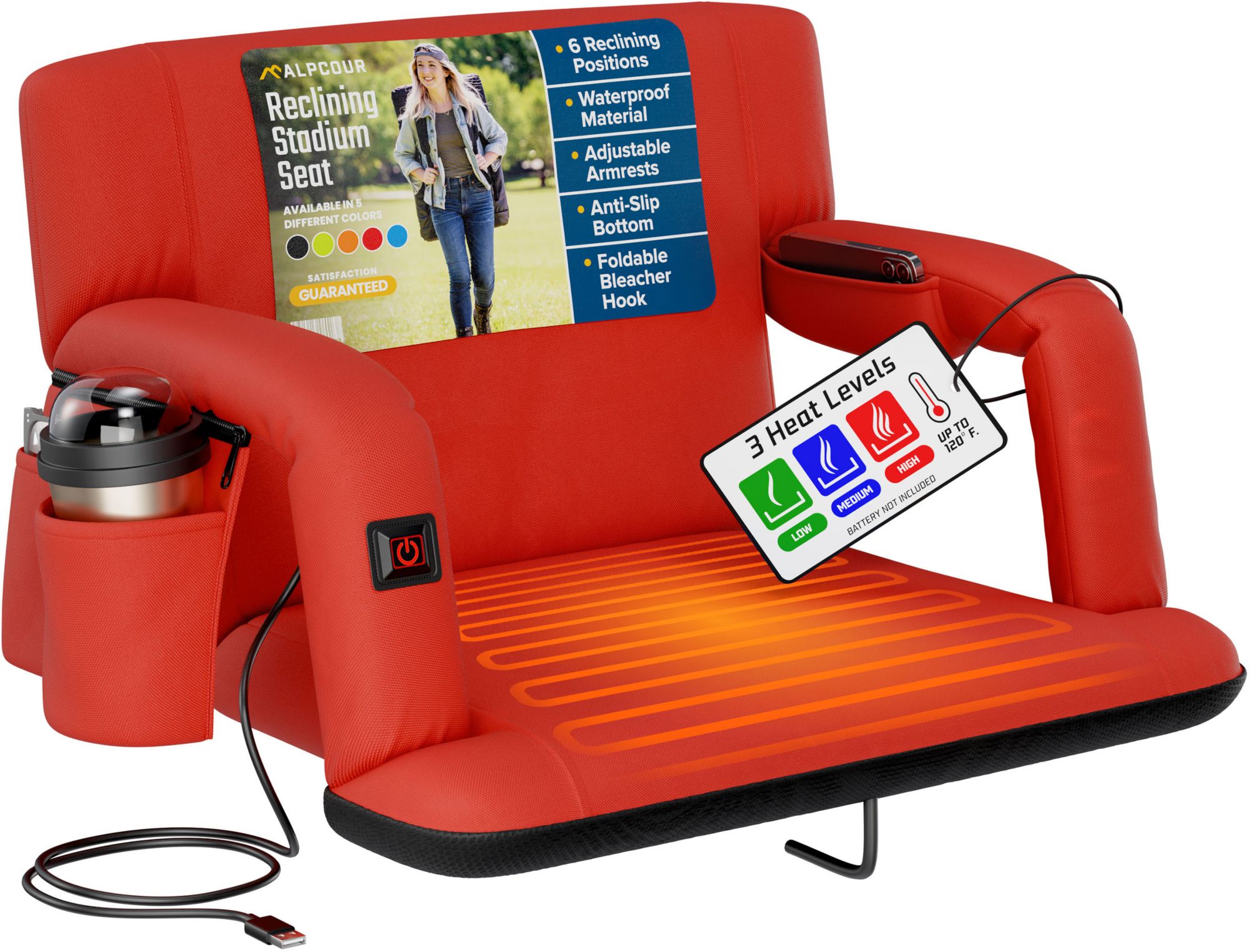 Alpcour 25" Heated Reclining Stadium Seat
