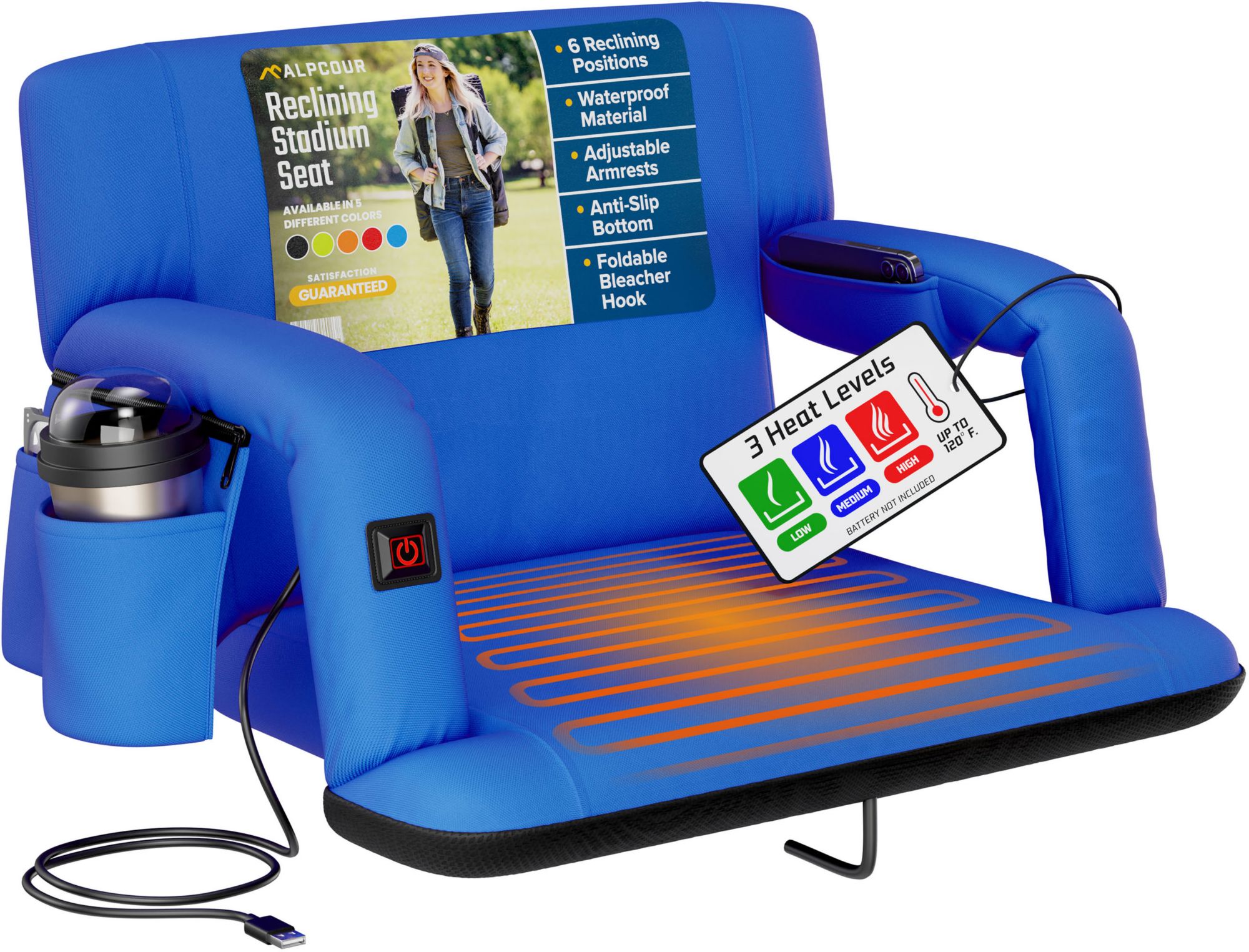 Alpcour 25" Heated Reclining Stadium Seat