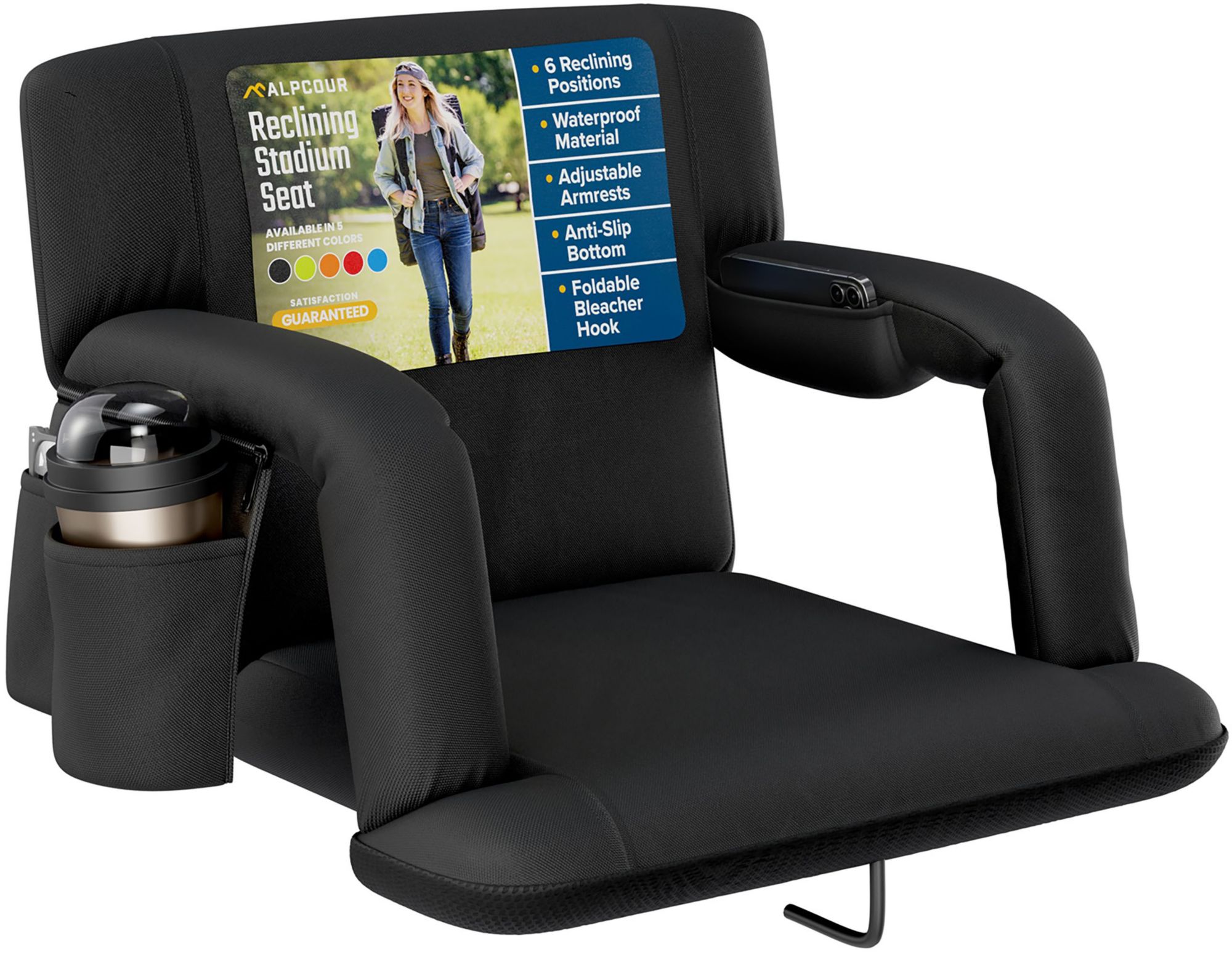 Alpcour 21" Reclining Stadium Seat with Armrests