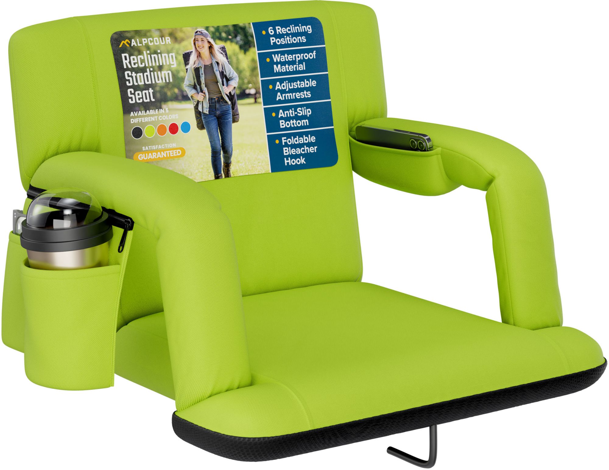 Alpcour 21" Reclining Stadium Seat with Armrests