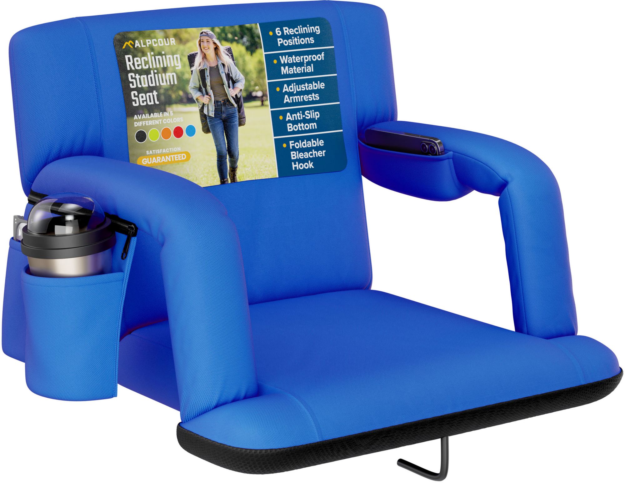 Alpcour 21" Reclining Stadium Seat with Armrests
