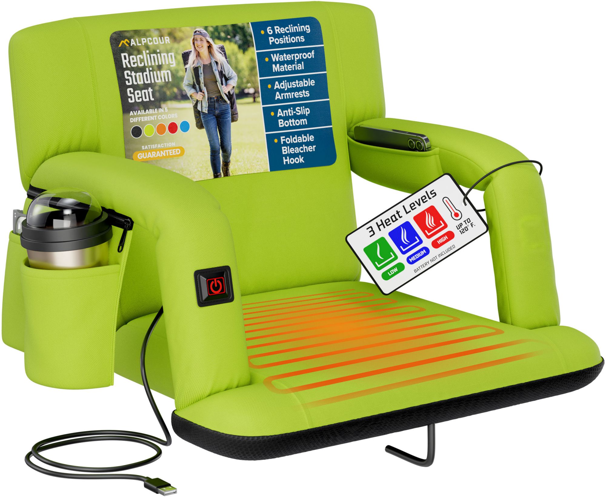 Alpcour 21" Heated Reclining Stadium Seat