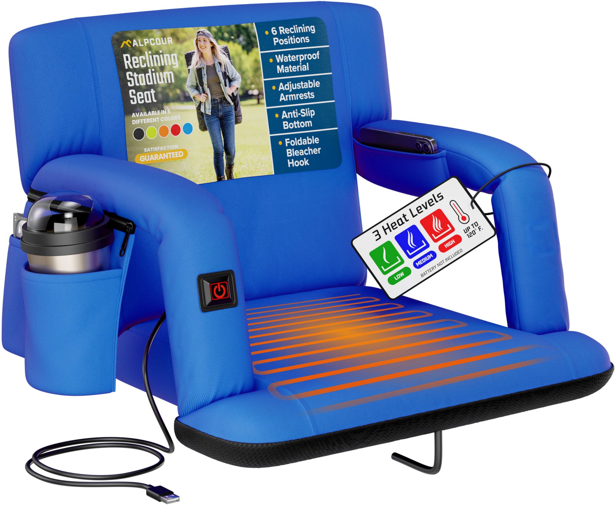 Alpcour 21" Heated Reclining Stadium Seat