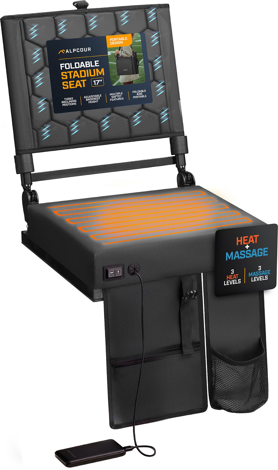 Alpcour 17" Heated Massage Stadium Seat