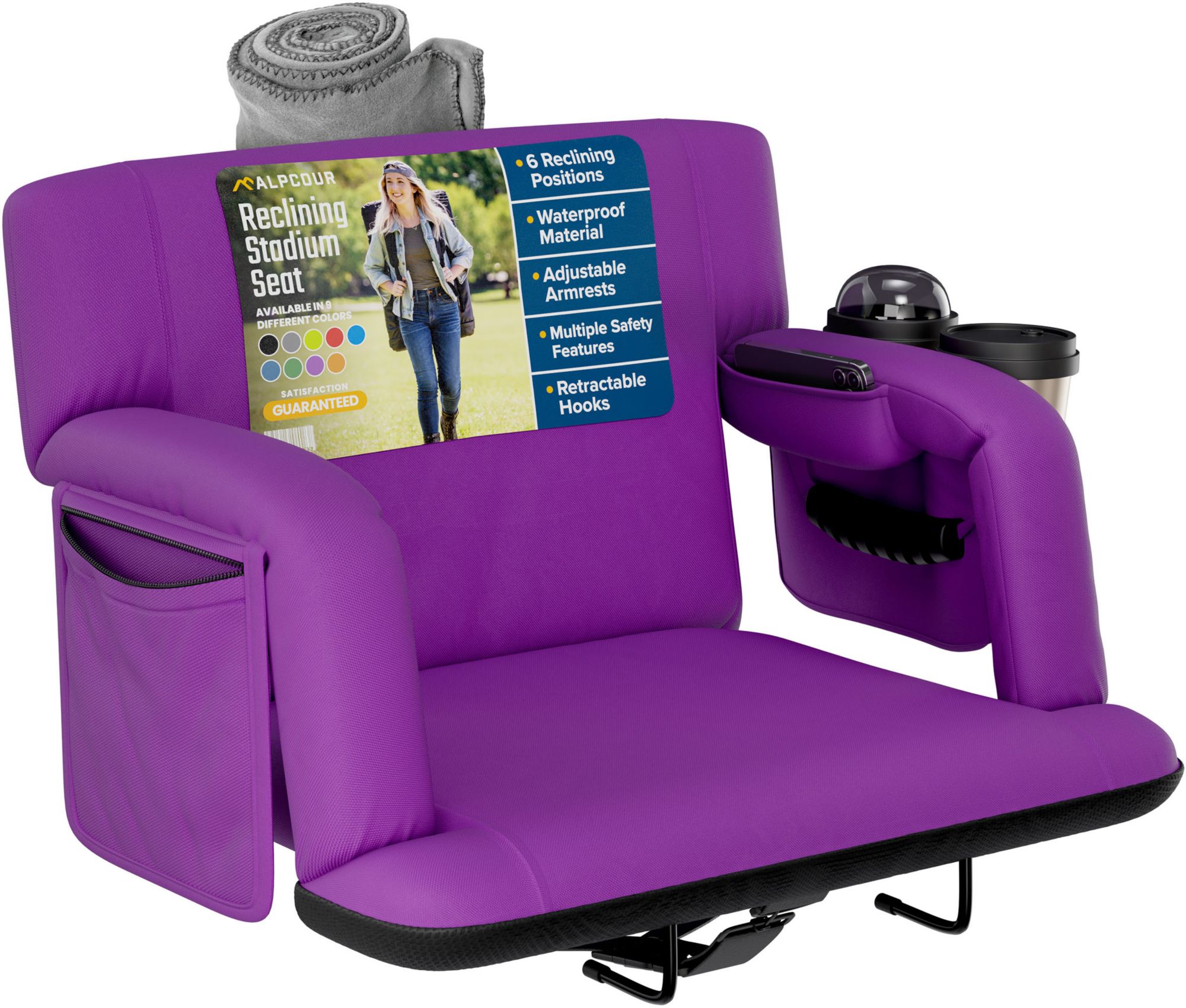 Alpcour 25" Premium Reclining Stadium Seat, Purple