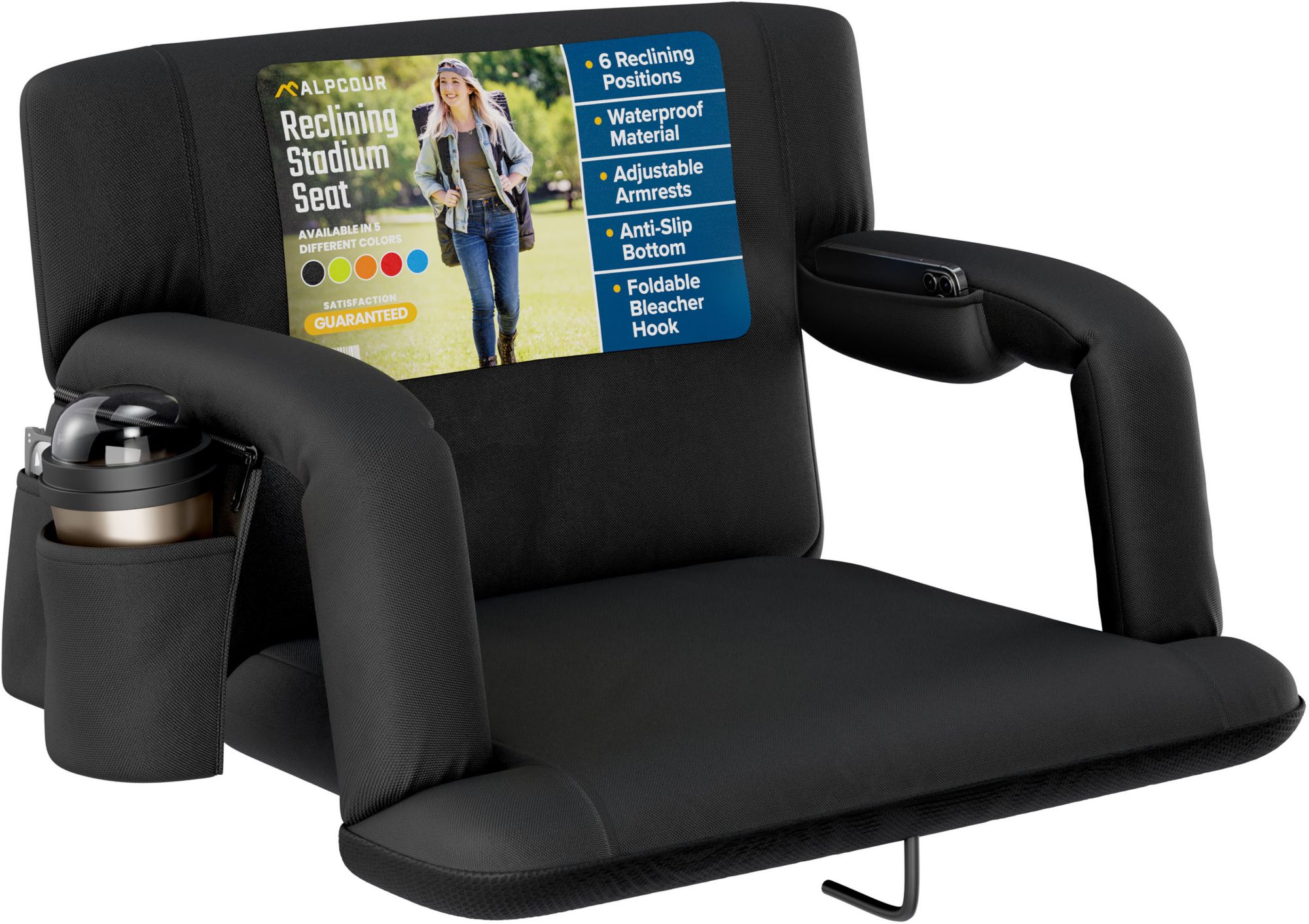 Alpcour 25" Reclining Stadium Seat with Armrests