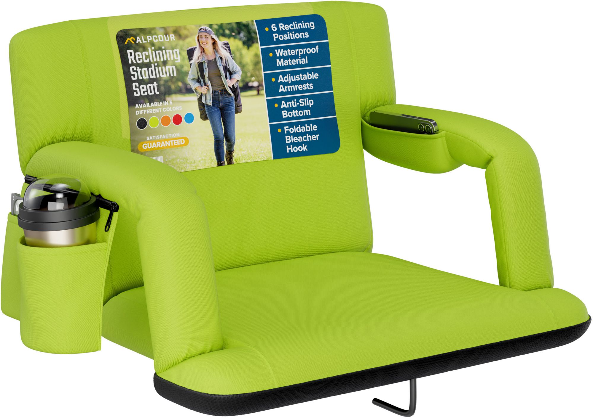 Alpcour 25" Reclining Stadium Seat with Armrests