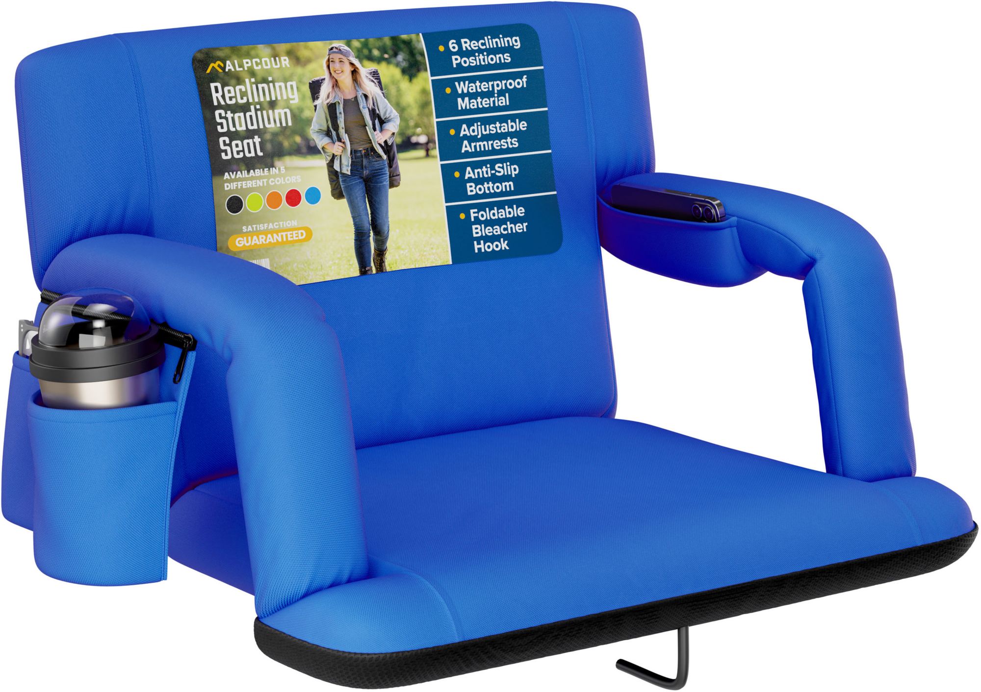 Alpcour 25" Reclining Stadium Seat with Armrests