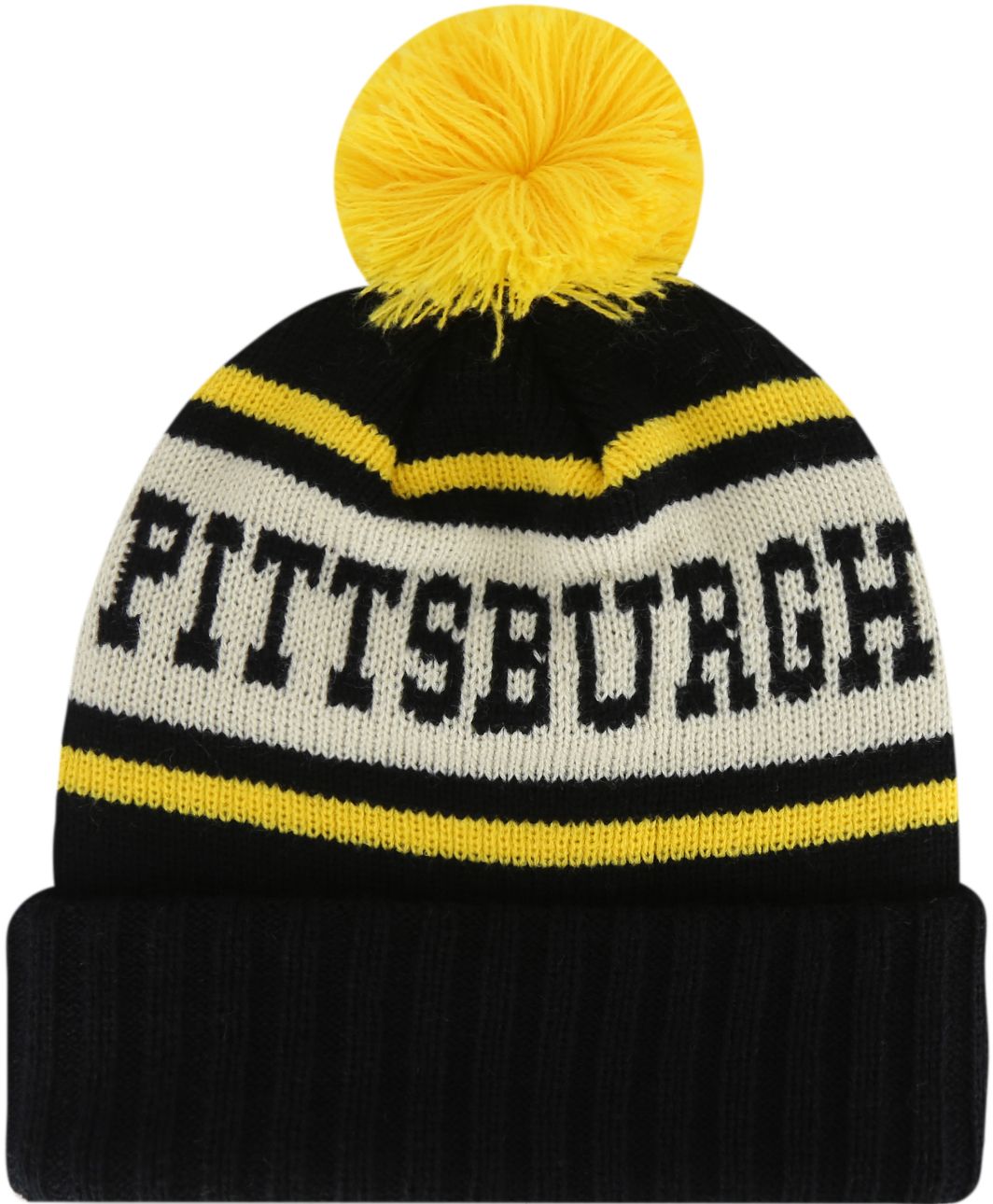 American Needle Adult Pittsburgh Pom Knit Beanie