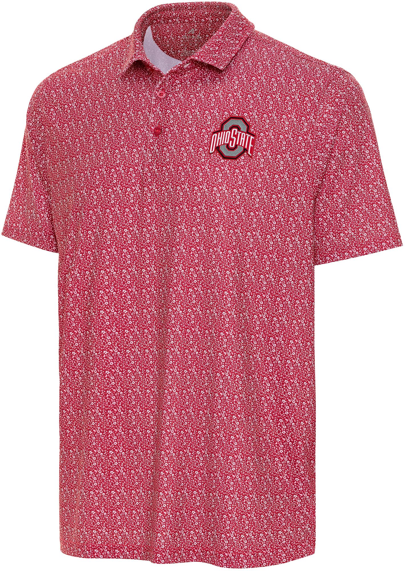 Antigua Men's Ohio State Buckeyes Red Botanic Polo