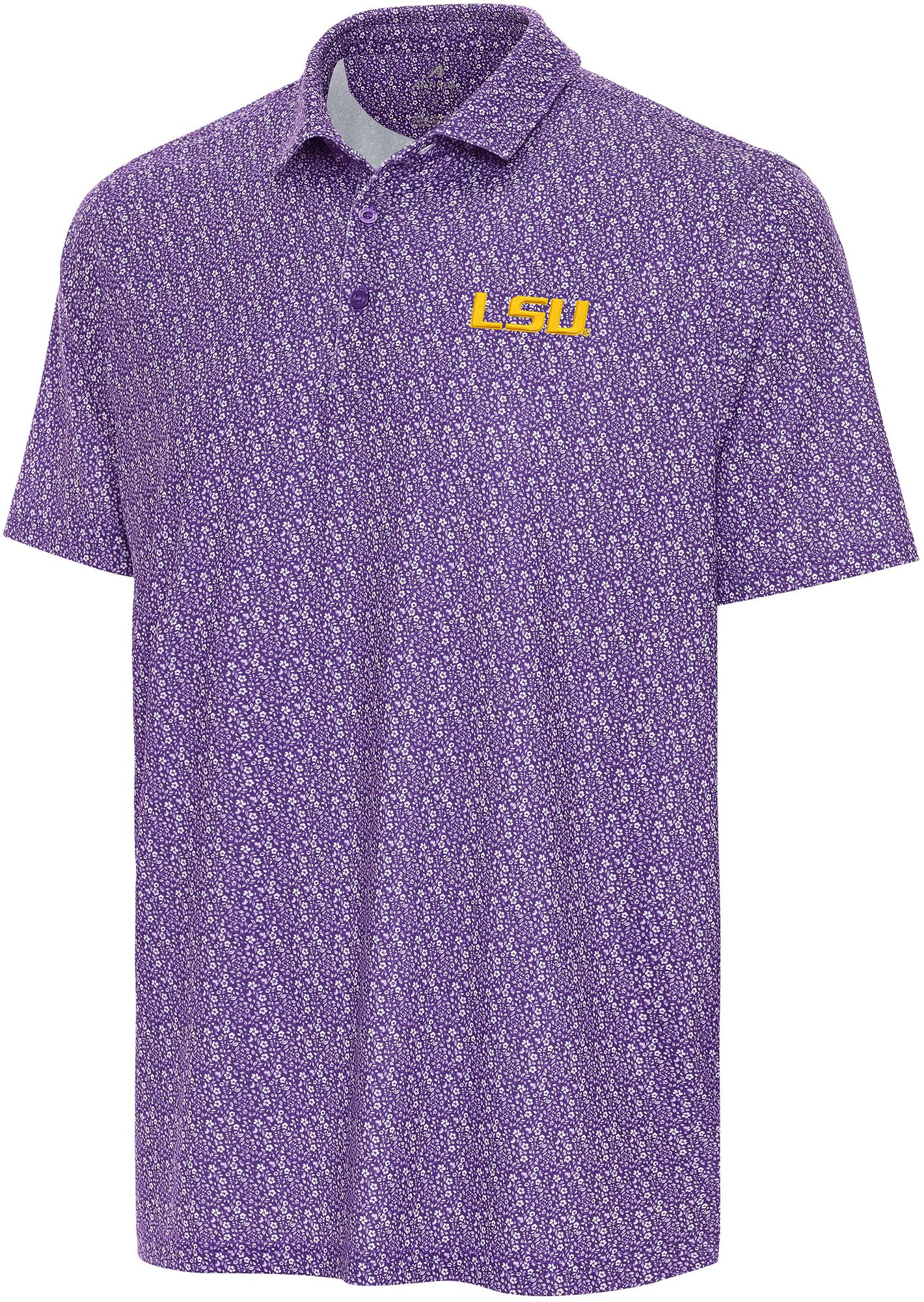 Antigua Men's LSU Tigers Purple Botanic Polo