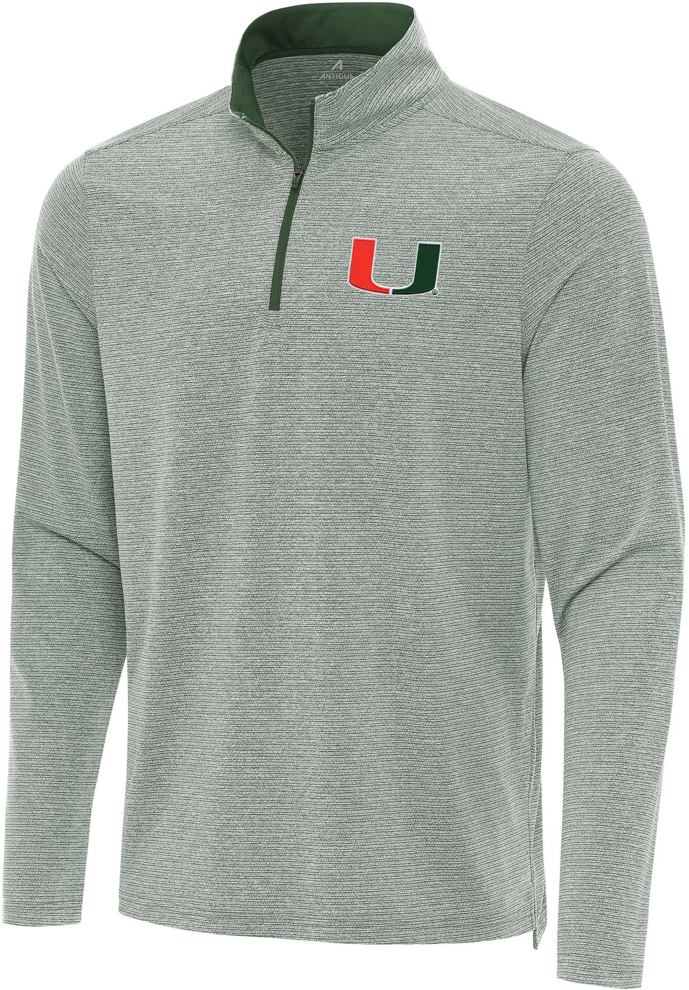 Antigua Men's Miami Hurricanes Green Changeover 1/4 Zip Pullover