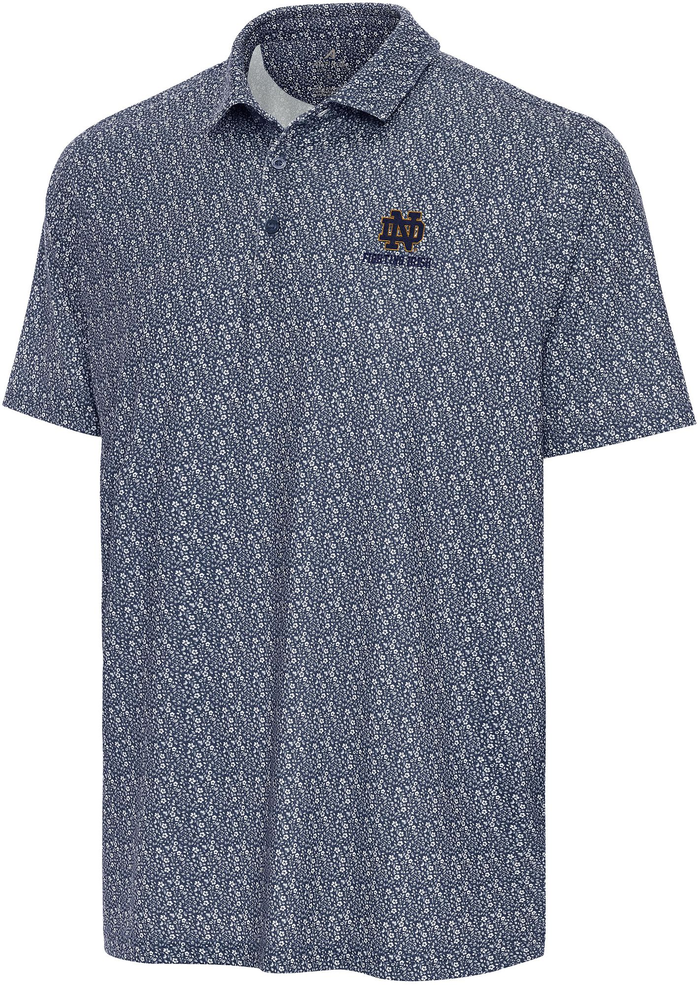 Antigua Men's Notre Dame Fighting Irish Navy Botanic Polo