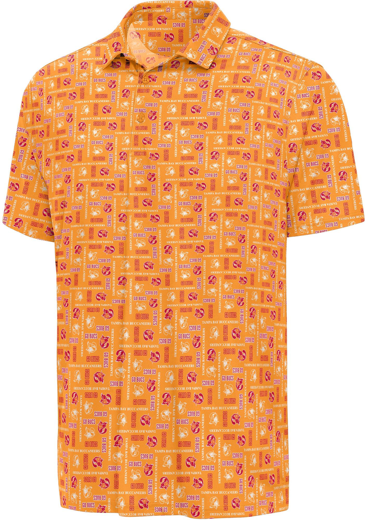 Antigua Men's Tampa Bay Buccaneers Orange Season Ticket Polo