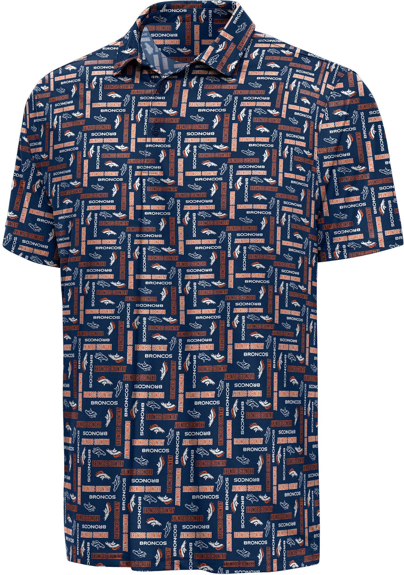 Antigua Men's Denver Broncos Navy Season Ticket Polo