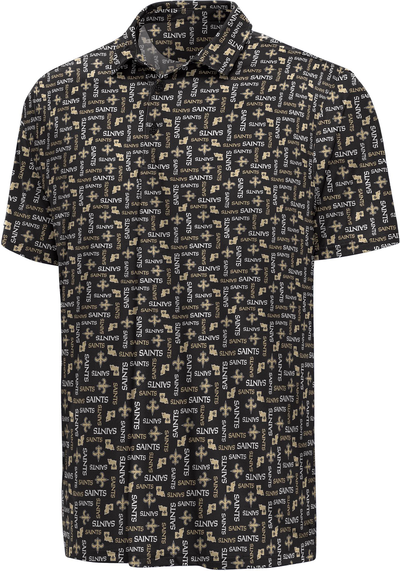 Antigua Men's New Orleans Saints Black Season Ticket Polo