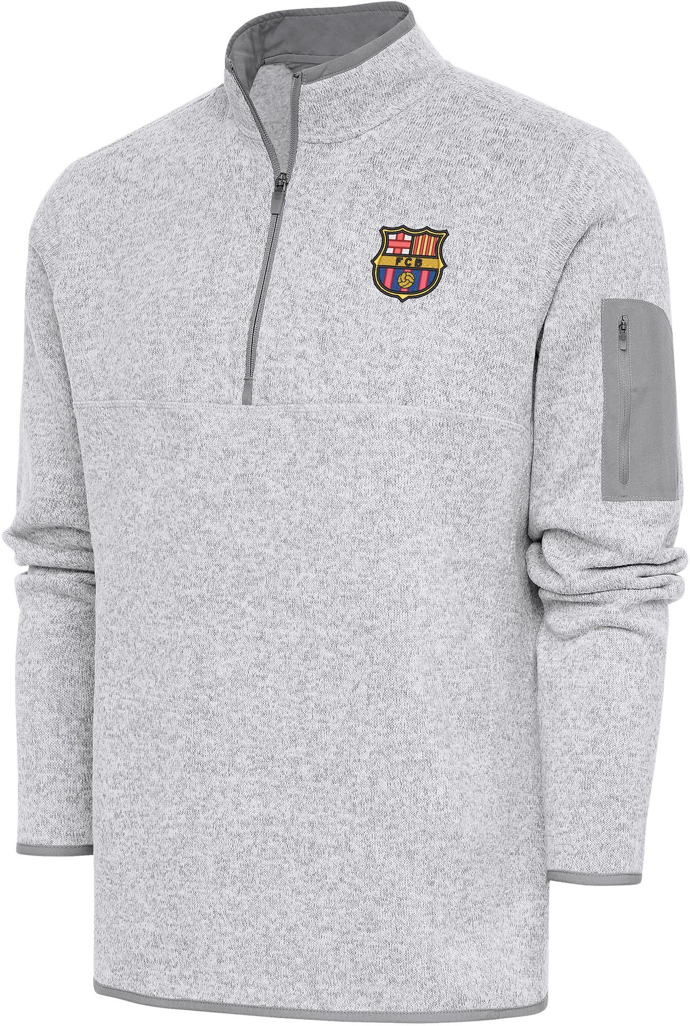 Antigua Adult FC Barcelona Grey Crest Elevate 1/4 Zip Pullover
