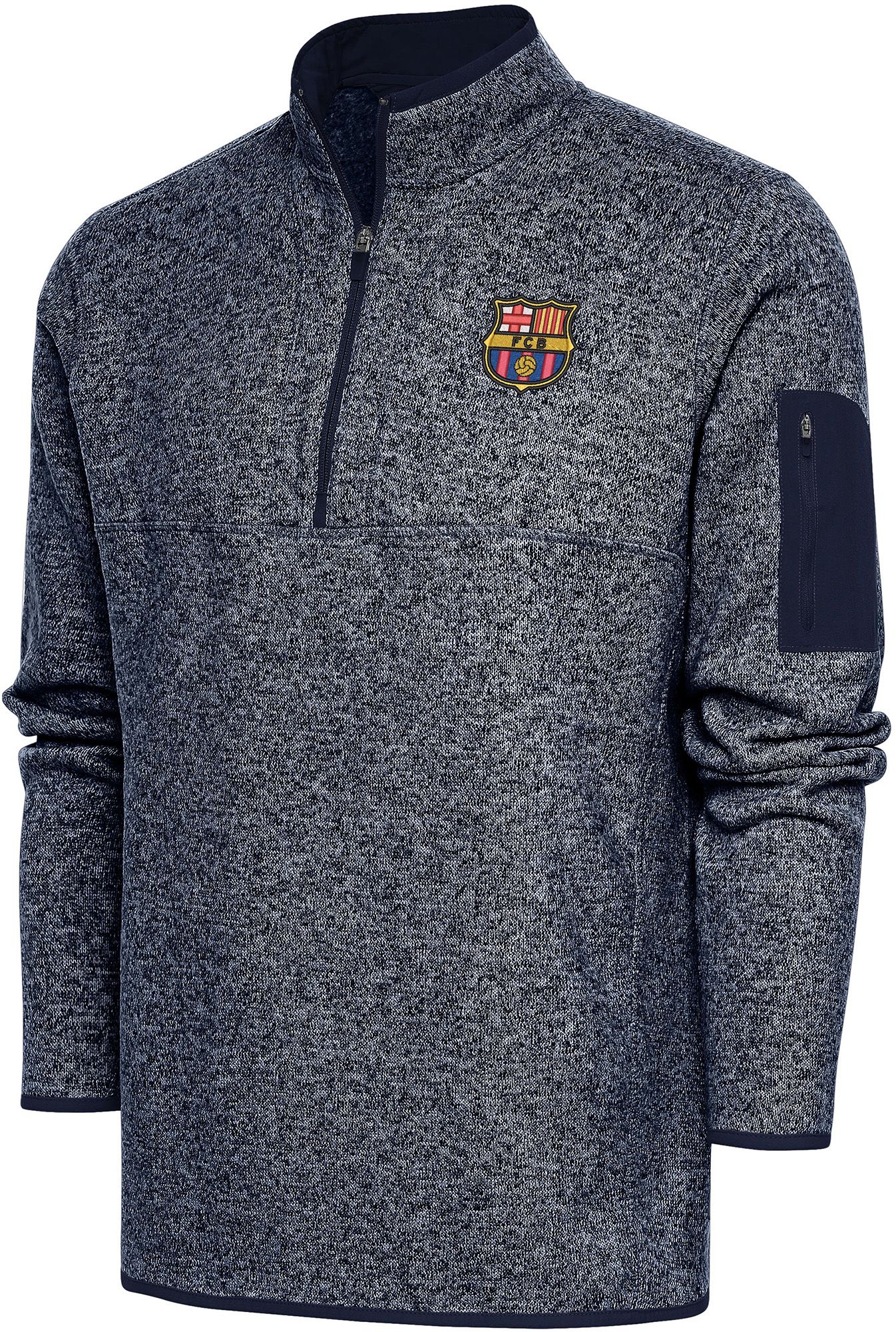 Antigua Adult FC Barcelona Navy Crest Elevate 1/4 Zip Pullover
