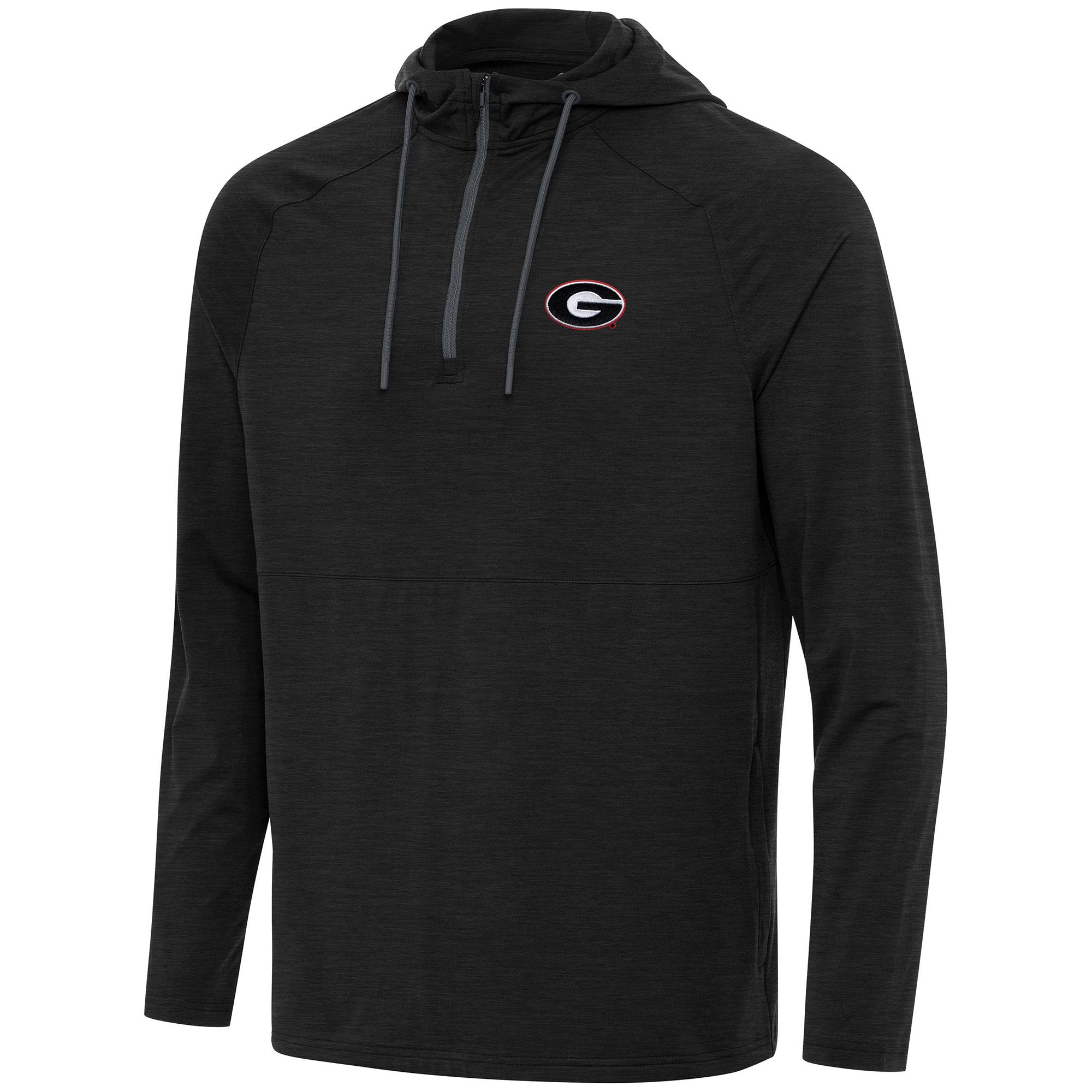 Antigua Men's Georgia Bulldogs Spikes Black Heather 1/4 Zip Pullover Hoodie