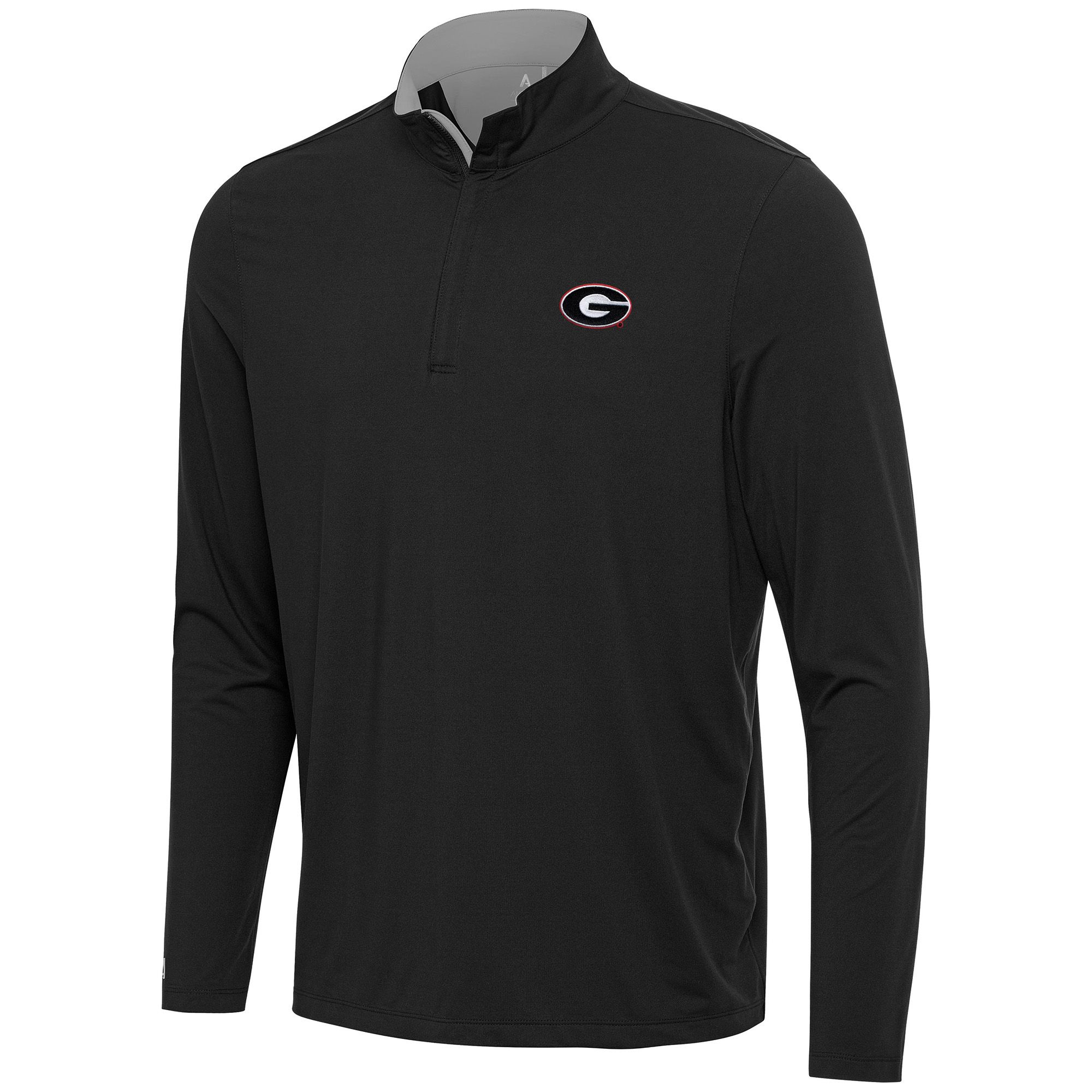 Antigua Men's Heather Gray Georgia Bulldogs Content Quarter-Zip Pullover Top - Black
